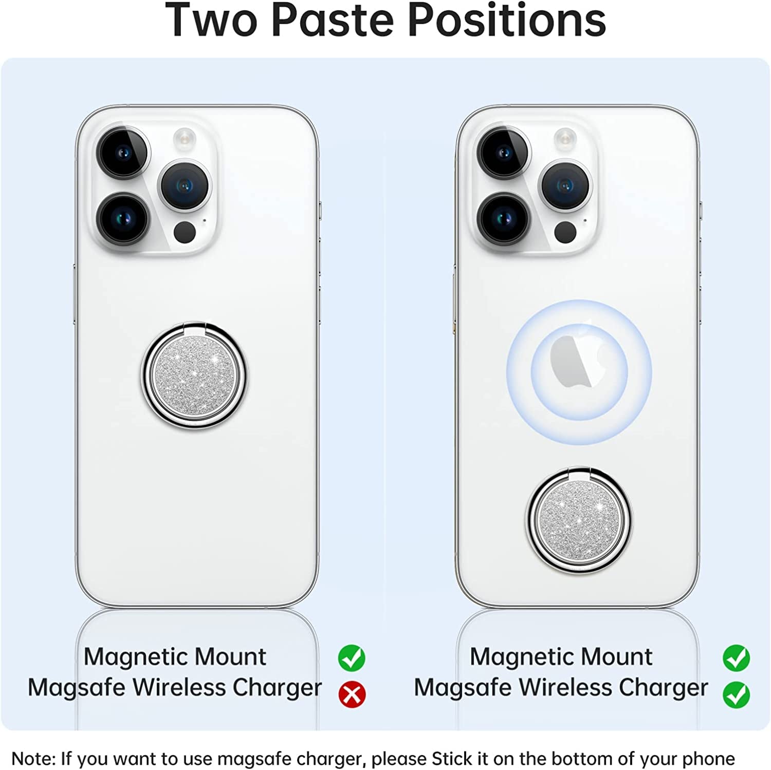 Syncwire Cell Phone Ring Holder Stand, Bling Bling Finger Ring Kickstand 360° Rotation Sparkle Phone Grip for Magnetic Car Mount Compatible with Iphone,Samsung,Pixel, All Smartphones - Glitter Silver  Syncwire   