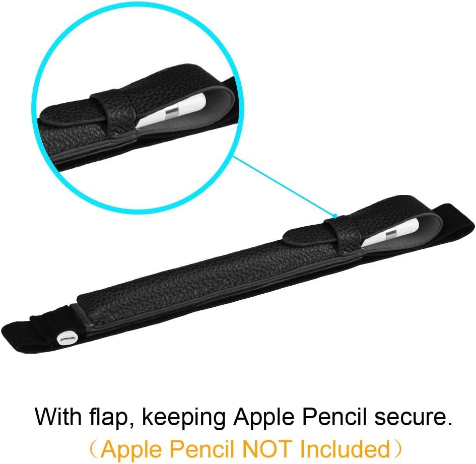 Fintie Pencil Holder with USB Adapter Pocket for Apple Pencil (1St and 2Nd Generation), Premium Elastic Vegan Leather Sleeve Pouch Compatible with Ipad Case, Black  Fintie   