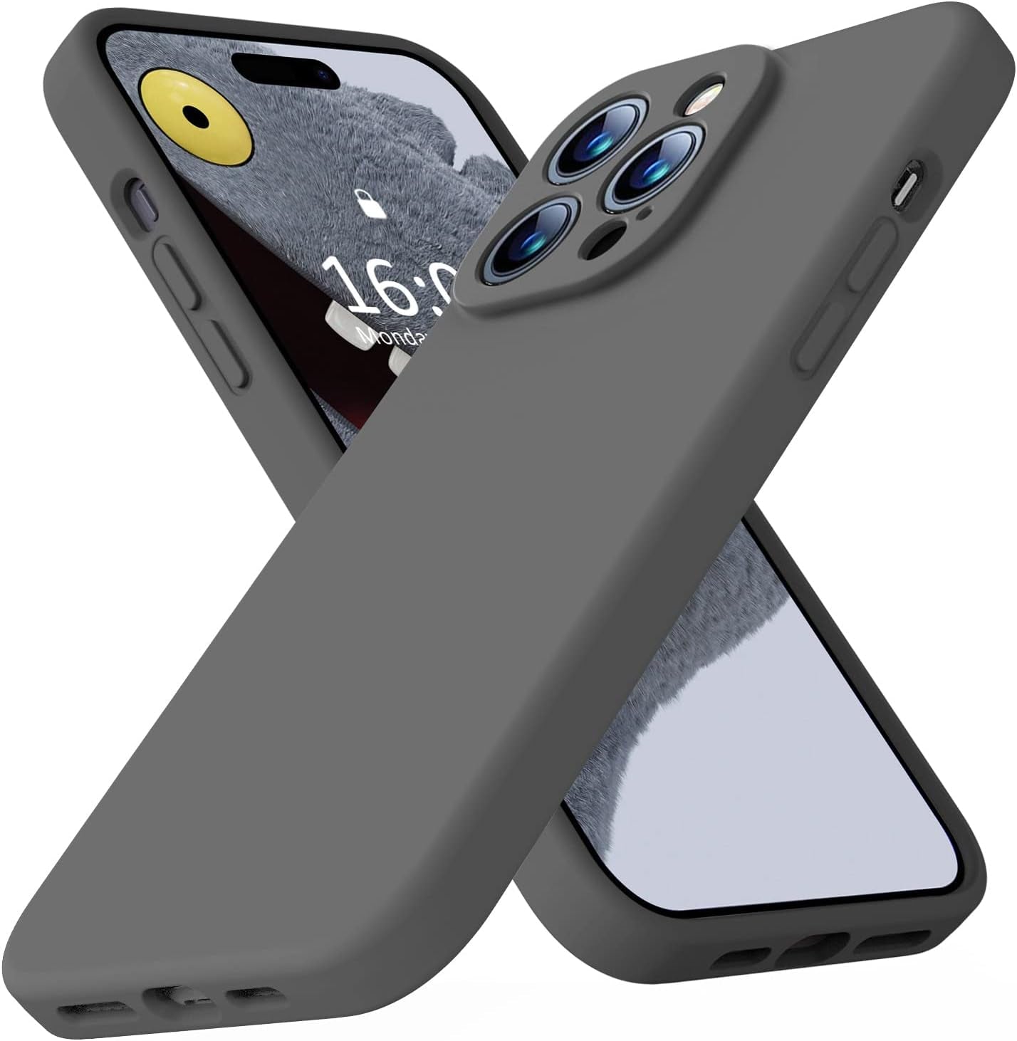 Ktele Compatible with Iphone 14 Pro Case, Ab-Grade Liquid Silicone Case, [Four Corner 50+Tiny Airbags Shockproof] [Soft Microfiber Lining Anti-Scratch] Camera All-Round Protection Case-Blue  Ktele Dark Grey  