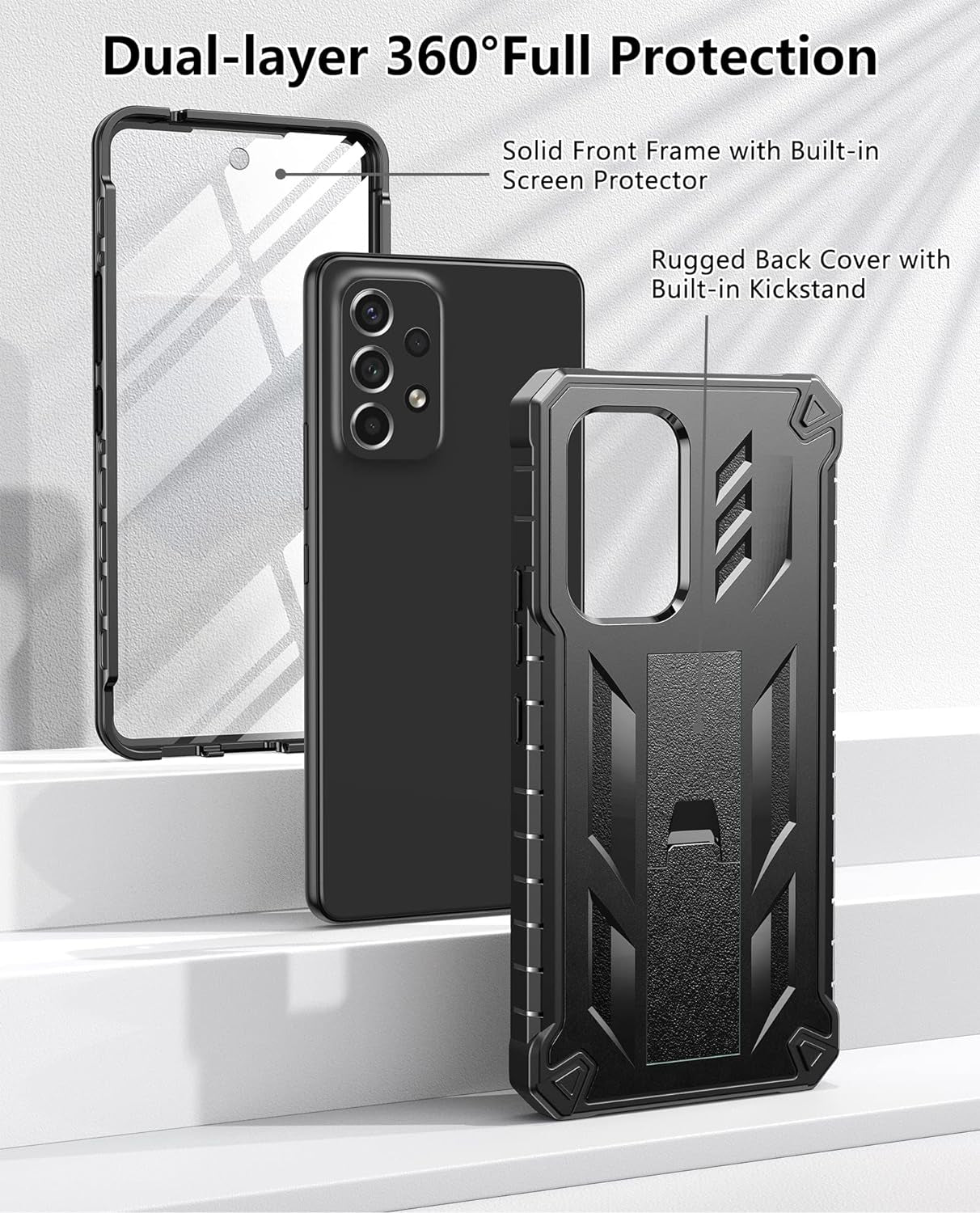 Soios for Samsung Galaxy A53 5G Case: Military Grade Protection Shockproof Phone Cover with Kickstand & Rugged TPU Shell | Matte Textured Durable Drop Proof Protective Case  DAMAI   