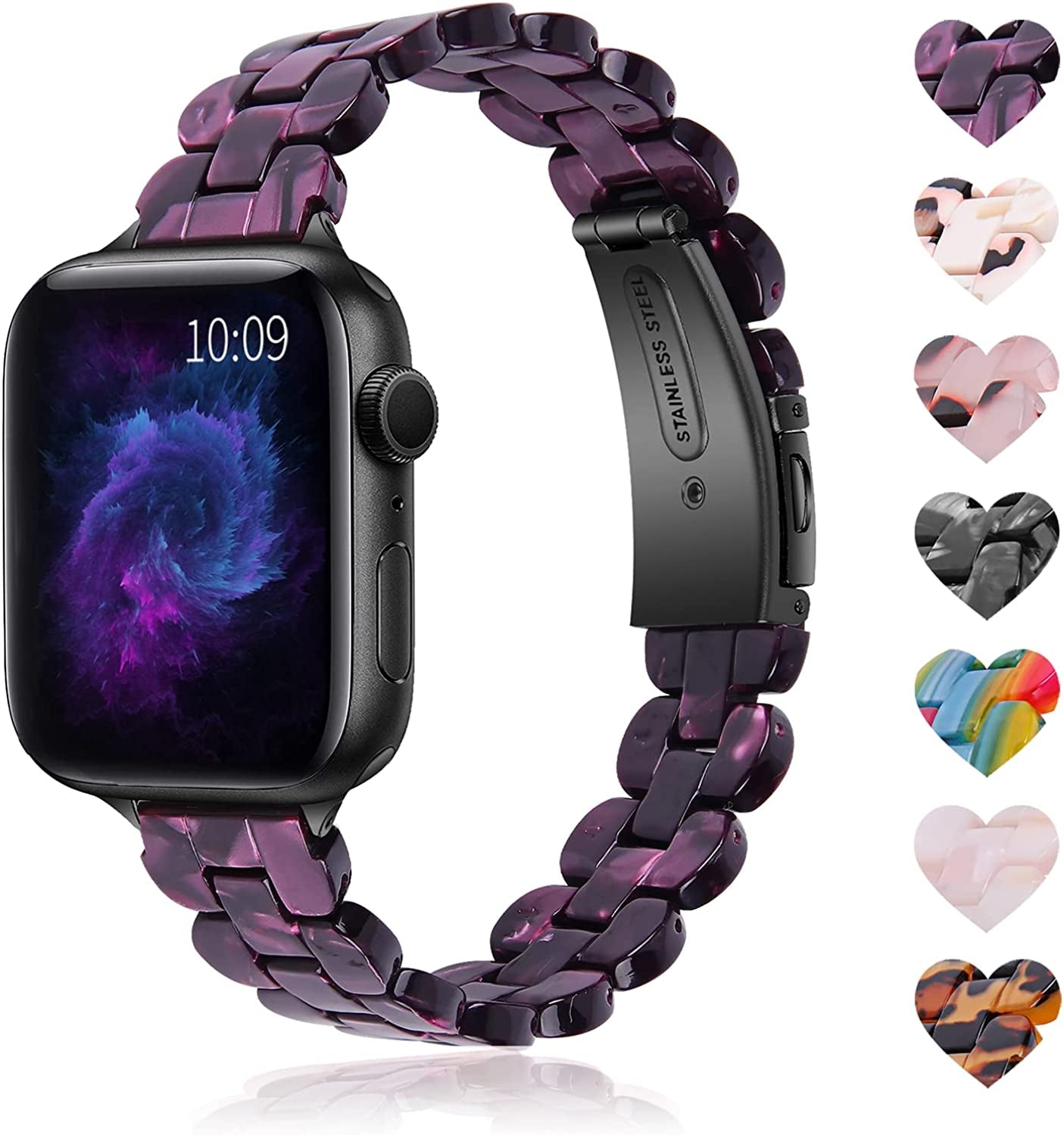 BEIZIYE Resin Bands Compatible with Apple Watch Ultra Band 49Mm 45Mm 44Mm 42Mm 41Mm 40Mm 38Mm Women, Thin Light Slim Resin Strap Bracelet Wristband Is for Iwatch Ultra Series 8 7 6 5 4 3 2 1 SE  BEIZIYE   