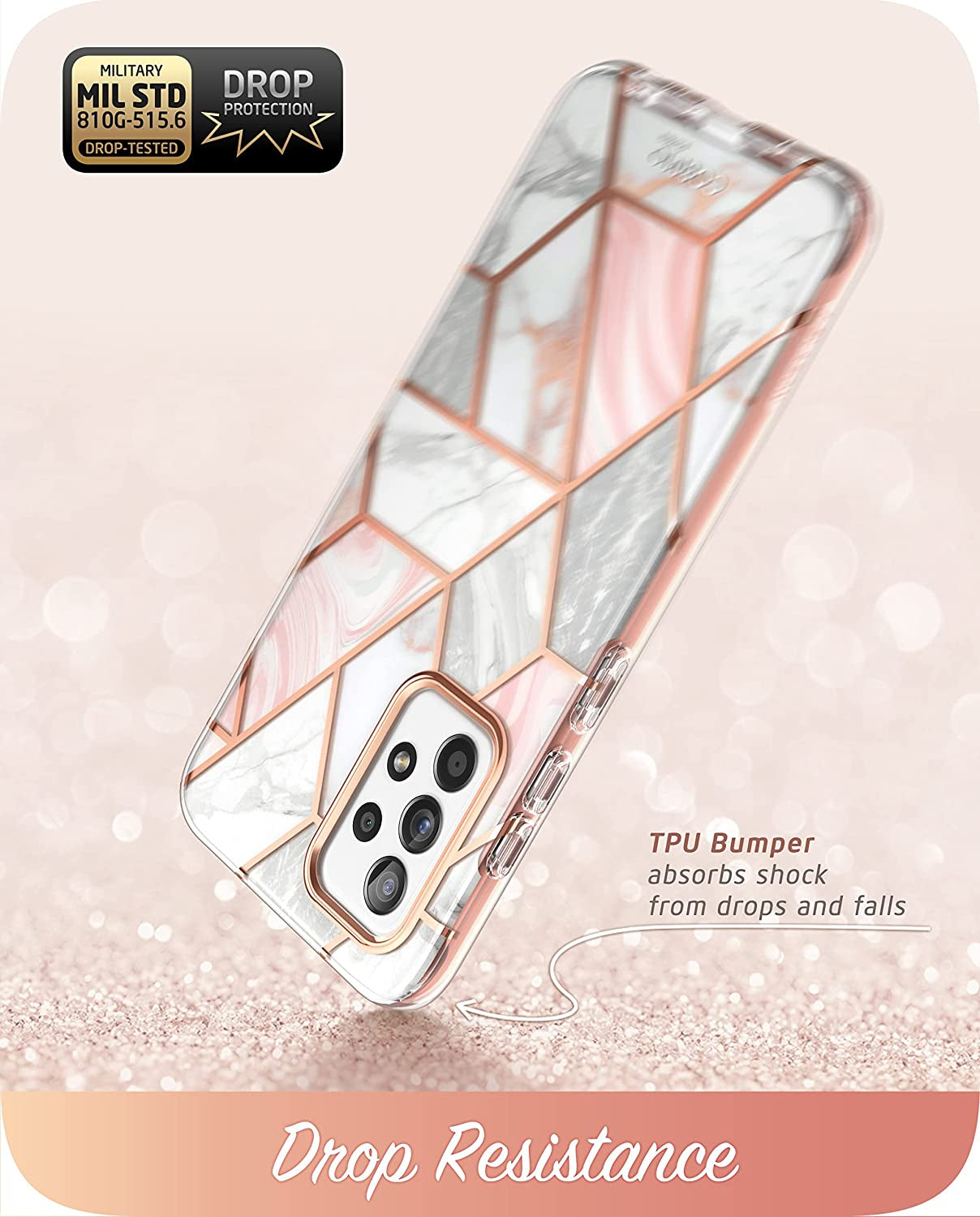 I-Blason Cosmo Protective Case for 6.5-Inch Samsung Galaxy A53 5G (2022), Marble Pink  i-Blason   