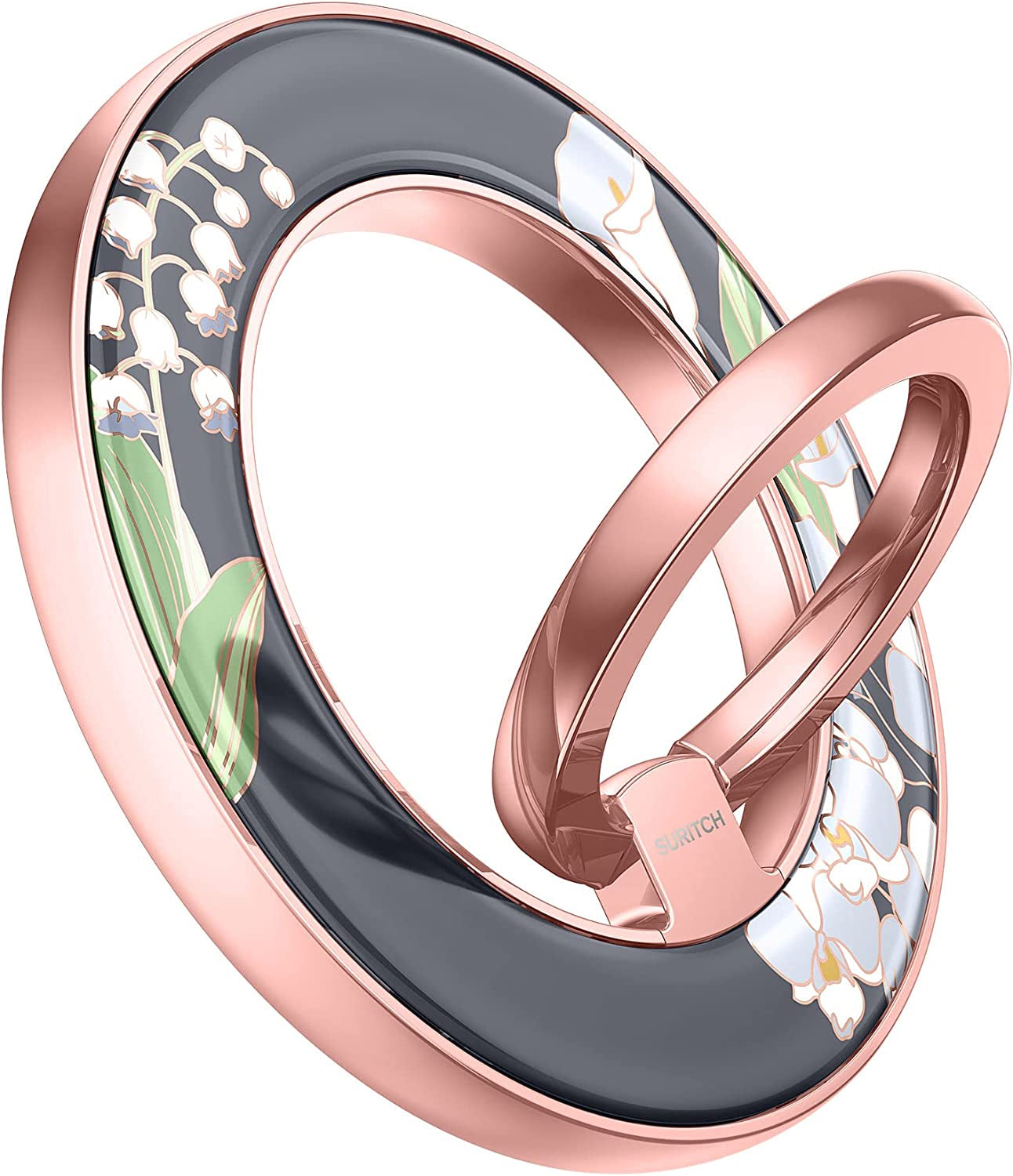 SURITCH Magnetic Cell Phone Ring Holder Grip for Iphone 14/13/12(Pro, Pro Max, Plus, Mini), Finger Grip Folding Adjustable Kickstand for All Magsafe Iphone-Compatibles, Purple Cosmos  SURITCH Calla Lily  