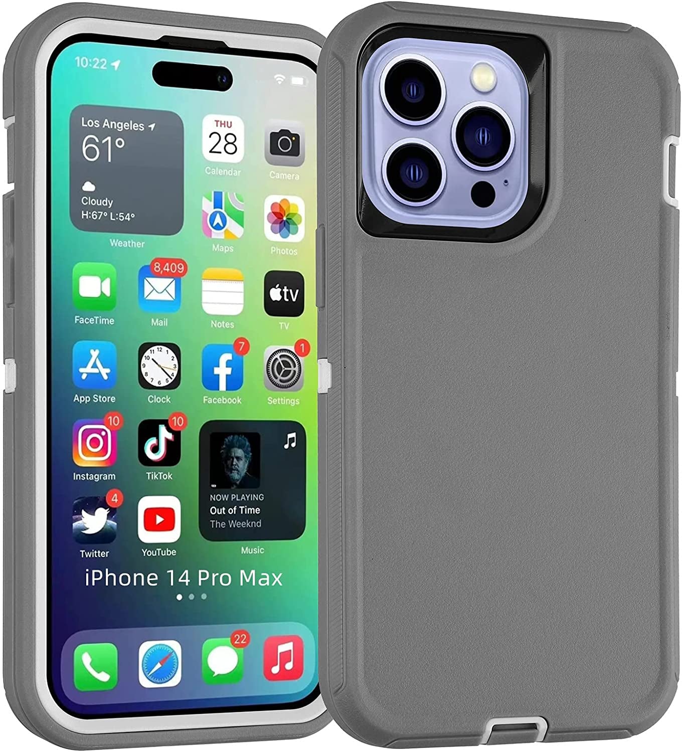 Compatible with Iphone 14 Pro Max Case Heavy Duty Protective Phone Case,Military Grade Full Body Protection Shockproof/Drop Proof Durable Phone Cover for Apple Iphone 14 Pro Max 6.7"  droperprote Grey/White iPhone 14 Pro Max 
