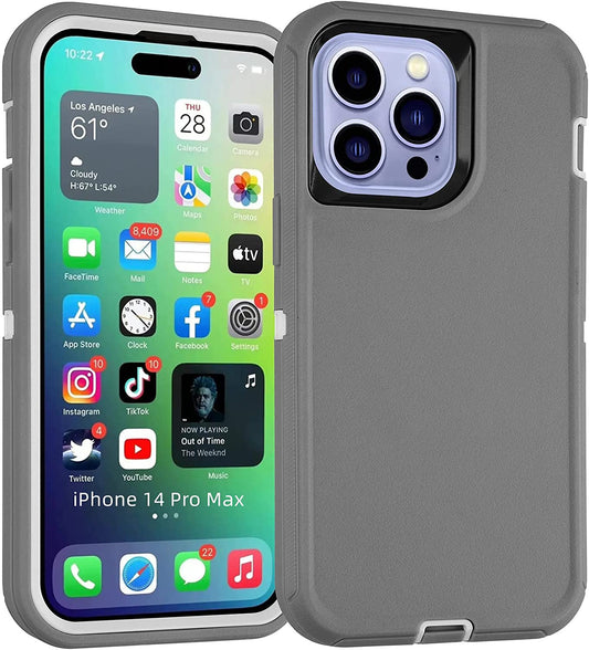 Compatible with Iphone 14 Pro Max Case Heavy Duty Protective Phone Case,Military Grade Full Body Protection Shockproof/Drop Proof Durable Phone Cover for Apple Iphone 14 Pro Max 6.7"  droperprote Grey/White iPhone 14 Pro Max 