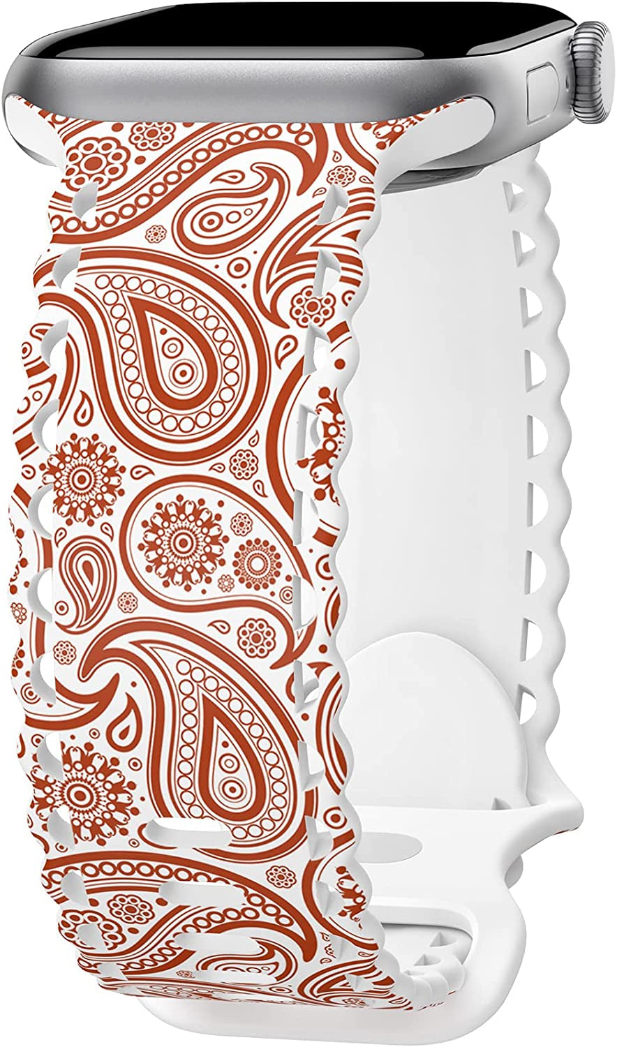 Upfurmach Compatible with Apple Watch Band 41Mm 40Mm 38Mm 49Mm 45Mm 44Mm 42Mm Women Girl, Rose Floral Print Lace Hollow-Out Soft Silicone Sport Bands for Iwatch Ultra SE Series 8 7 6 5 4 3 2 1, Rosb-38  UpfurMach   