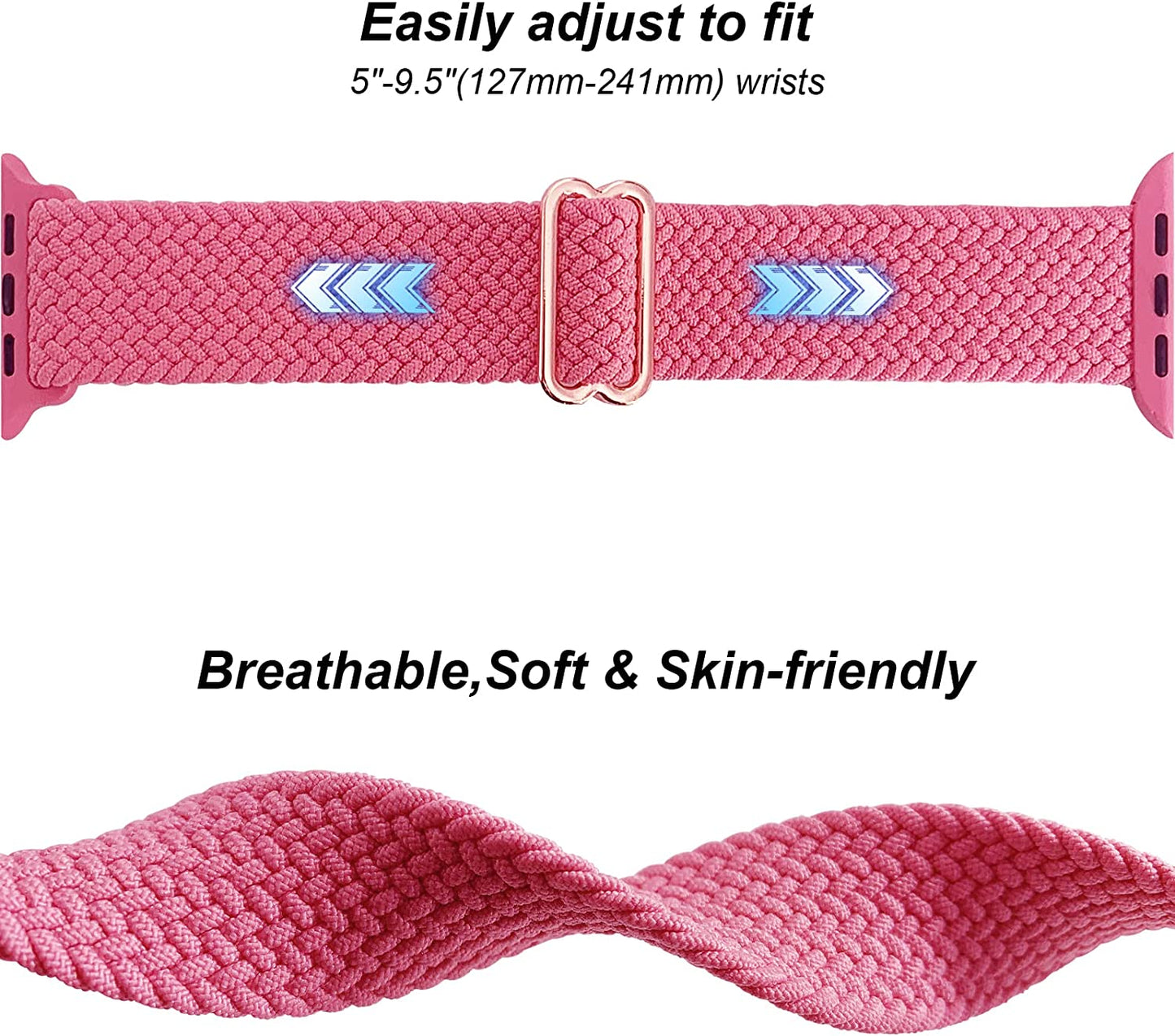 Brigtlaiff Braided Solo Loop Compatible with Apple Watch Band 38Mm 40Mm 41Mm 42Mm 44Mm 45Mm 49Mm Women Men, Adjustable Stretchy Nylon Wristband Strap for Iwatch Series 8 7 6 5 4 3 2 1 SE Ultra, 6Pack  Brigtlaiff   