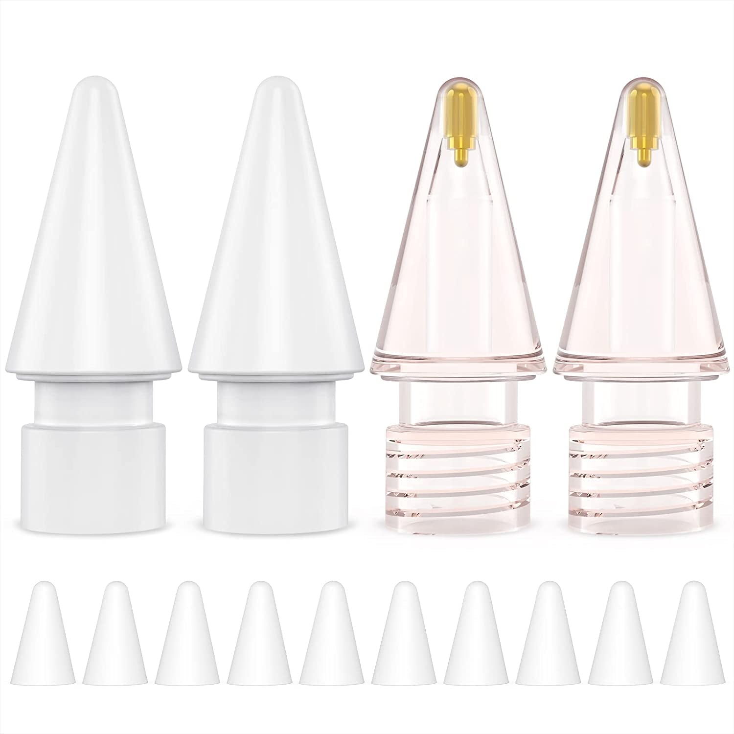 NIUTRENDZ 4 Pack Replacement Tips for Apple Pencil 2Nd Generation and 1St Generation Fine Point Metal Tip, Wear-Resistant & Precise Control (1.95Mm, Clear + Pink + Blue + Grey)  NIUTRENDZ Original - White and Pink Original 