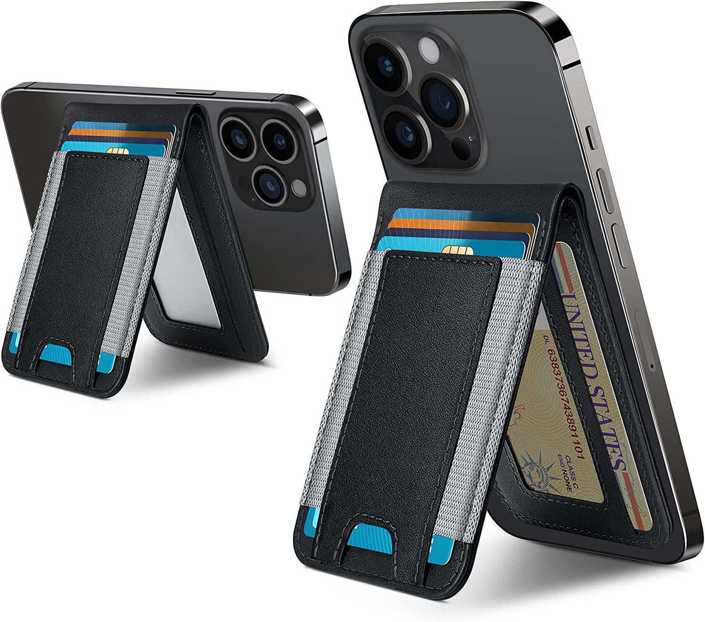 2-In-1 Magsafe Wallet, Up-Grade with Iphone Wallet and Adjustable Stand, Open ID Window, Magnetic Wallet for Iphone 14 Pro Max/14 Pro/14/14 Plus/13/12 Series, 9 Cards Holder, Vegan Leather, Black  ExtreLife   