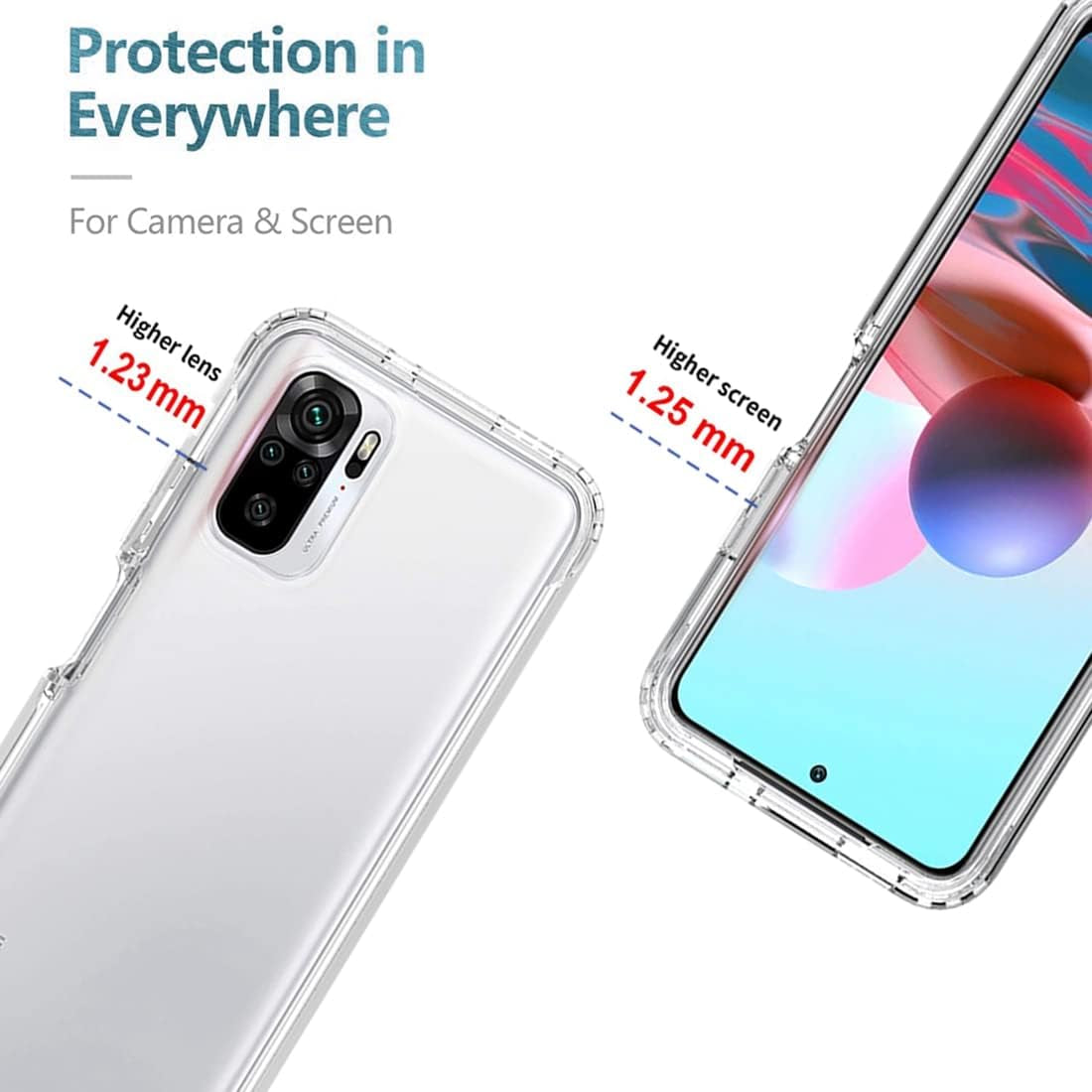 Zoeirc Case for Redmi Note 10 (4G)/Redmi Note 10S Case with Tempered Glass Screen Protector, Soft 360 Full Body Shockproof Hybrid Bumper Crystal Clear Case Cover for Xiaomi Redmi Note 10S (Clear)  Zoeirc   