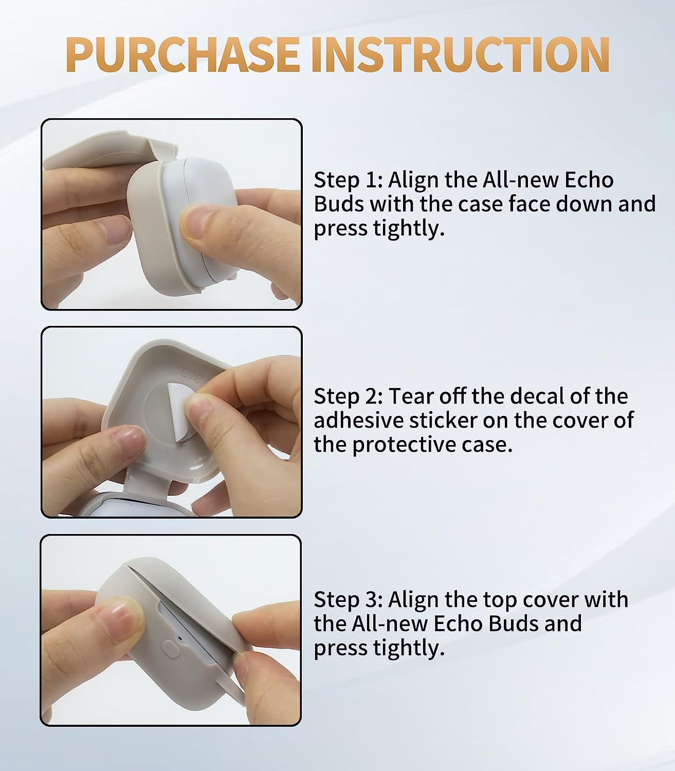 Alquar for All-New Echo Buds(2023 Release) Case Cover, Soft Silicone Protective Scratch Shock Resistant Cover ONLY Compatible with All-New Echo Buds Charging Case with Carabiner(Apricot)  Alquar   