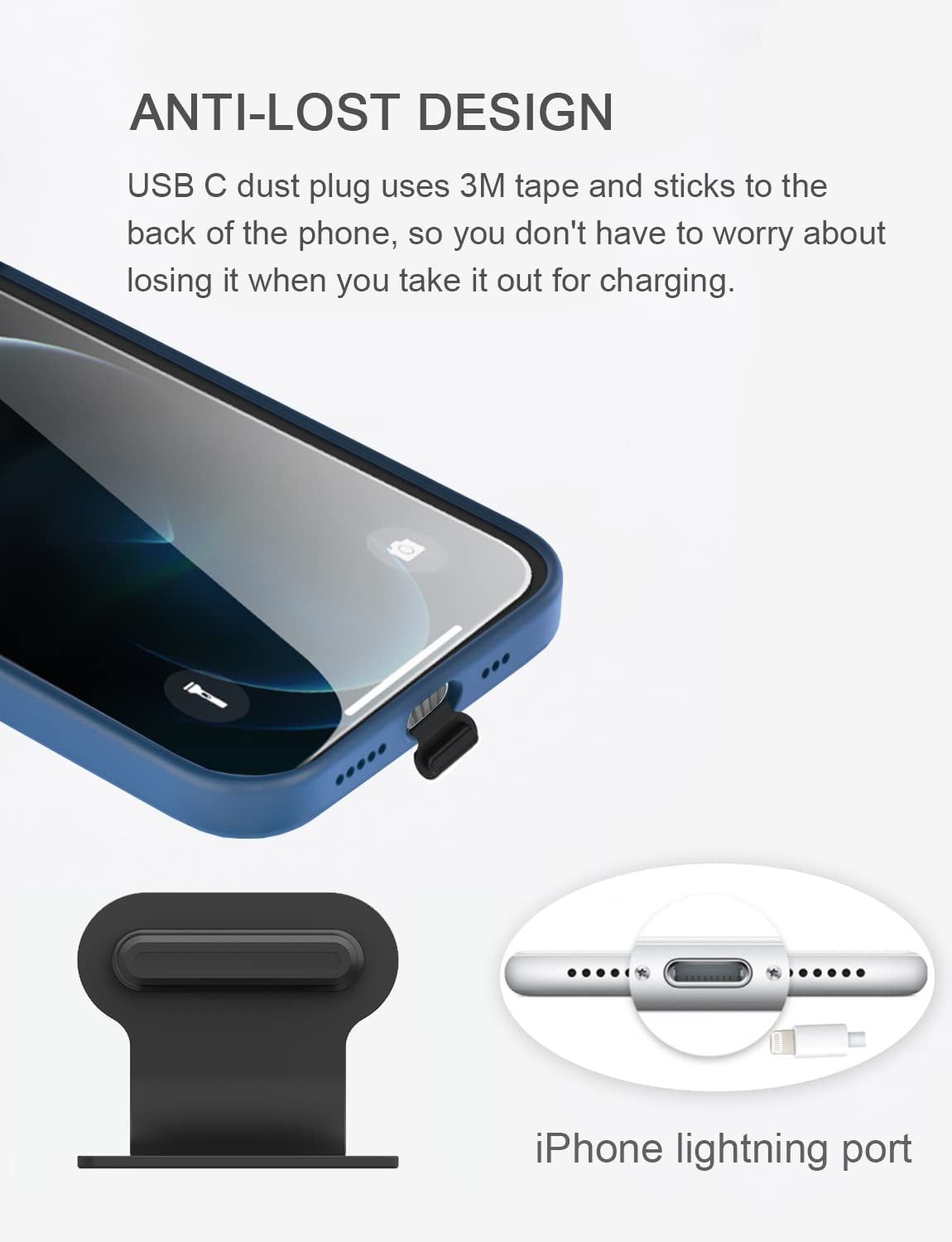 Gavemi Phone Dust Plug, Compatible with Iphone Lightning Port Protects Charging Port anti Dust Cover (Black)  BSTQ   