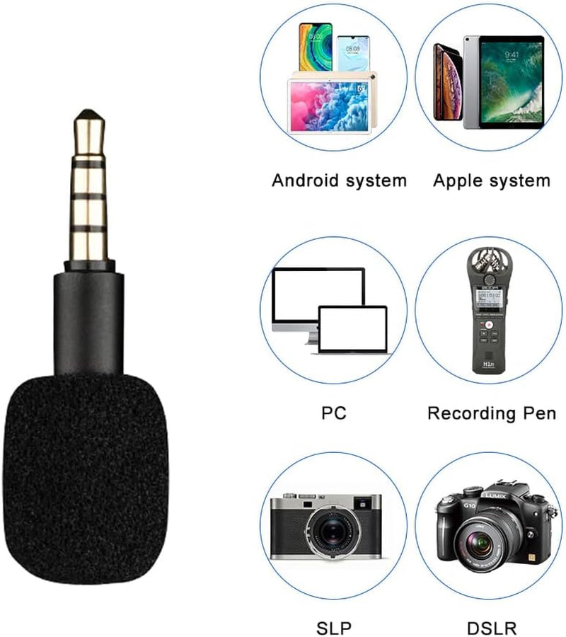 Mini Portable Microphone Jack 3.5Mm Aux 4 Pole/ 3 Pole Karaoke Mic for Recorder Mobile Phone Smart Phone Computer Laptop (Black 4 Pole)  Generic   
