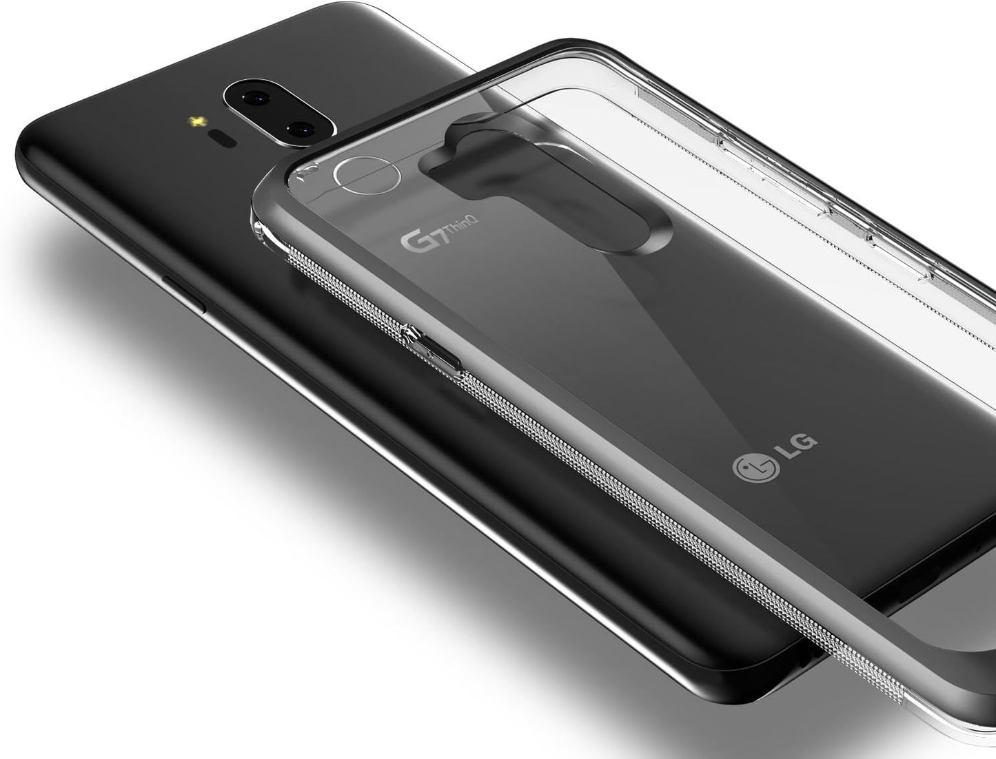 LG G7 Case, LG G7 Thinq Case :: VRS :: Textured Grip Version :: Transparent Thin Cover :: Clear Slim Fit :: Hard Drop Protection for LG G7 Thinq Case (New Crystal Bumper - Steel Silver)  V VRS DESIGN   