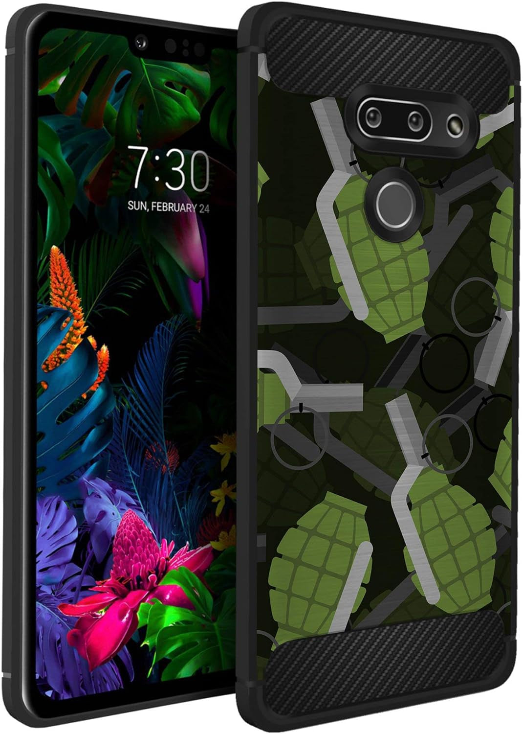 Casesondeck Case Compatible with LG G8 Thinq/Lg G8 -Flexible and Durable Shock Absorption with Carbon Fiber Accents and Designs (Deer Skull)  CasesonDeck Grenades  