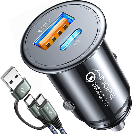 54W USB C Car Charger Fast Charge, AINOPE Super Fast Cigarette Lighter USB Adapter Charger Dual Port PD&QC 3.0 Car Charger USB Fast Charging for Samsung S23/S22/S21 Android Iphone 14 13 Ipad  AINOPE   