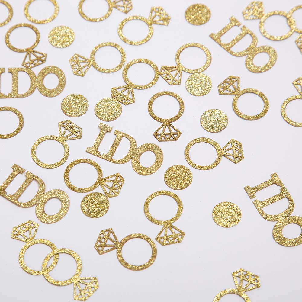 Gold Wedding Table Confetti,Glitter Paper Diamond Ring Confetti, I Do Engagement Party Table Scatter,Bachelorette Bridal Shower Party Decorations  Liangyu   