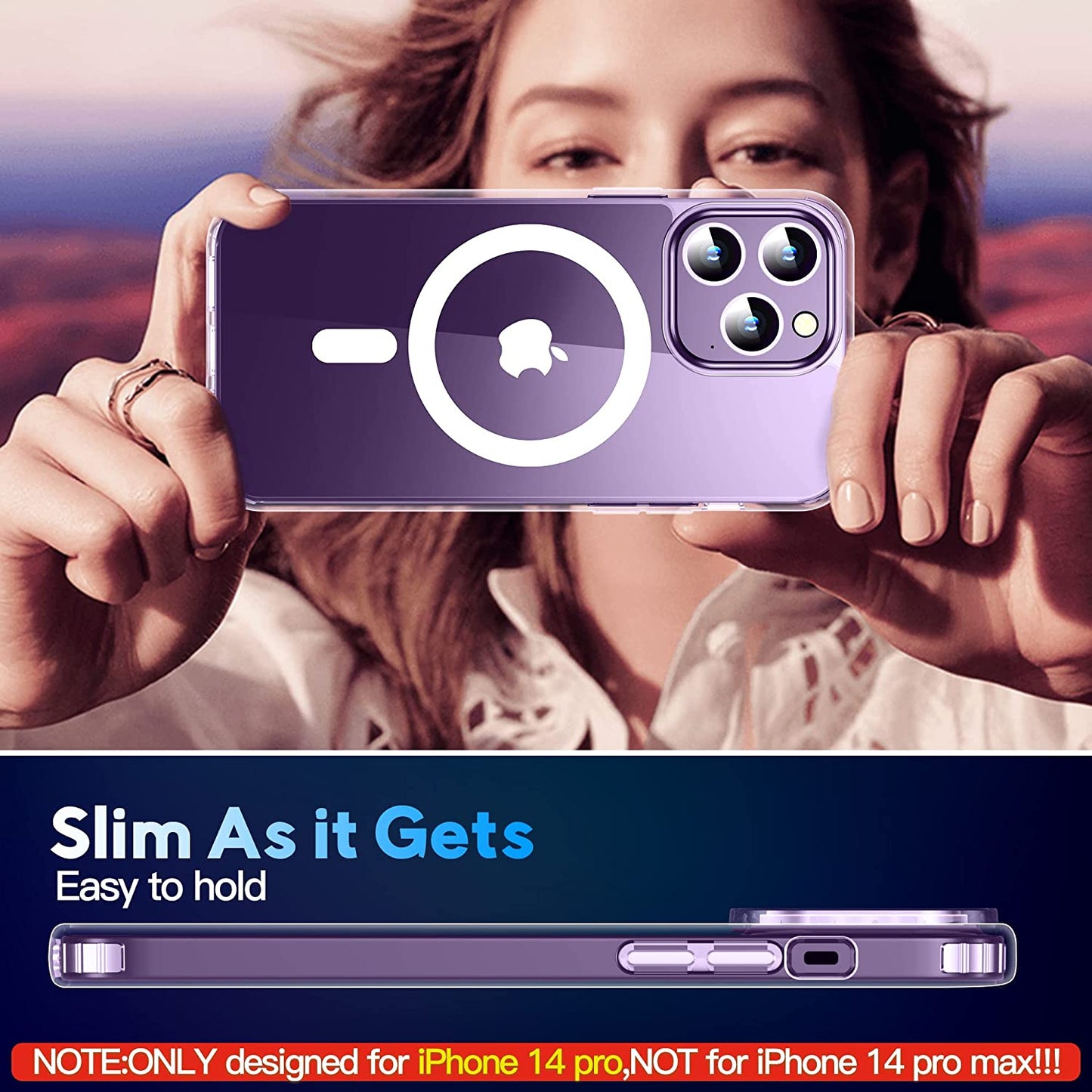 MOZOTER 6-In-1 Magnetic for Iphone 14 Pro Case,[Compatible with Magsafe][Glass Screen Protector+Camera Lens Protector] [Anti-Yellowing] Slim Shockproof for Iphone 14 Pro Phone Case 6.1 Inch-Clear  MOZOTER   