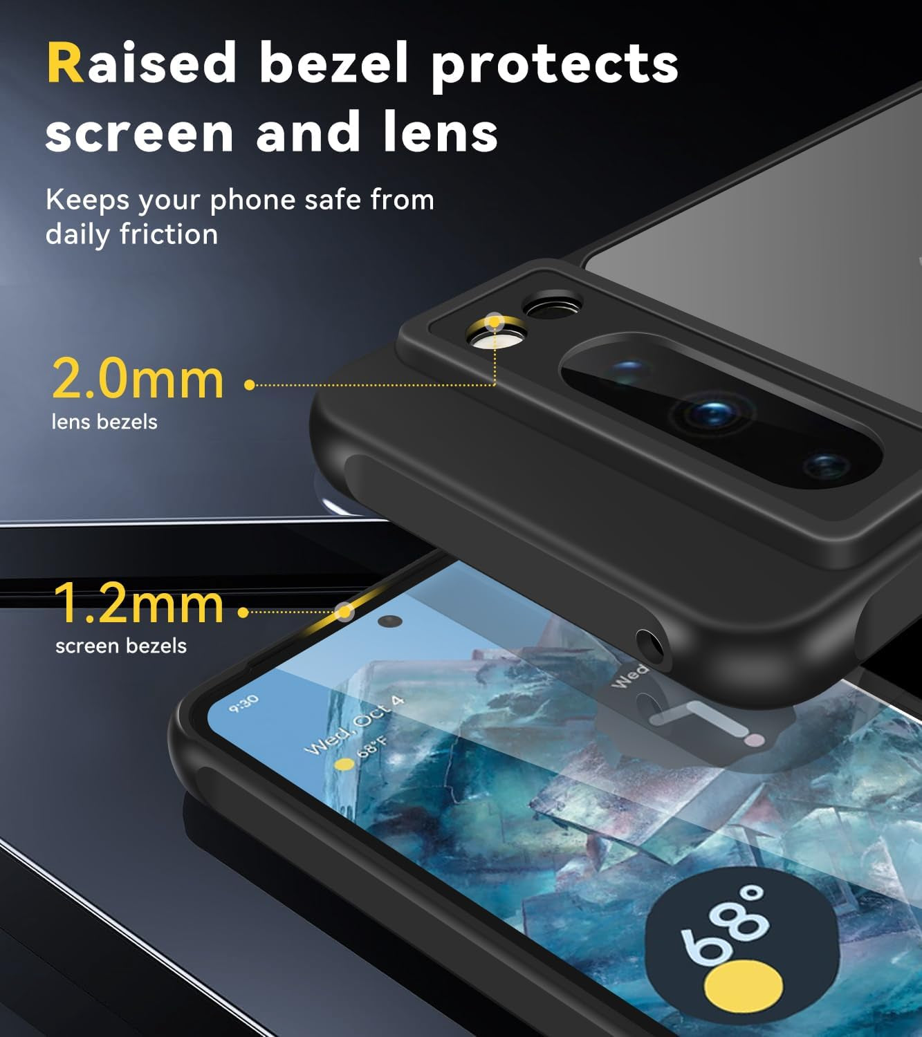 Ivoler Upgraded Shockproof for Google Pixel 8 Pro 2023, Military Grade Drop Protection, Silicone Google Pixel 8 Pro Case, Slim Thin Semi-Clear Google Pixel 8 Pro Phone Case, Black  ivoler   