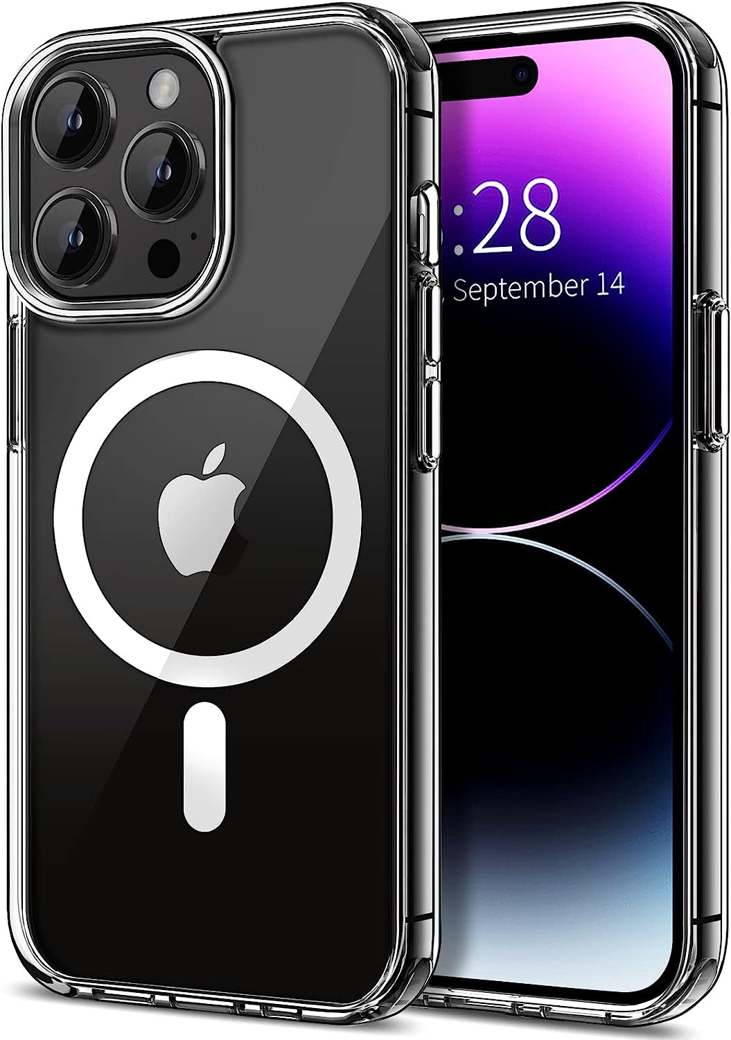 Hython Case for Iphone 14 Pro Max Case Glitter, Cute Sparkly Clear Glitter Shiny Bling Sparkle Cover, Anti-Scratch Soft TPU Slim Fit Shockproof Protective Phone Cases for Women Girls, Black Glitter  Hython Magnetic Clear  