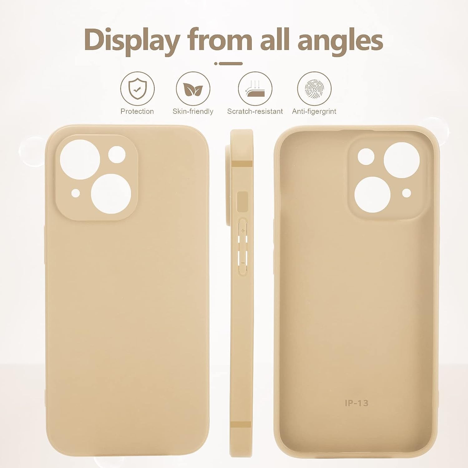 YZR Silicone Case Compatible with Iphone 13 Case (6.1 Inch 2021), with Camera Protection, Liquid Silicone Phone Case (Khaki)  YZR   