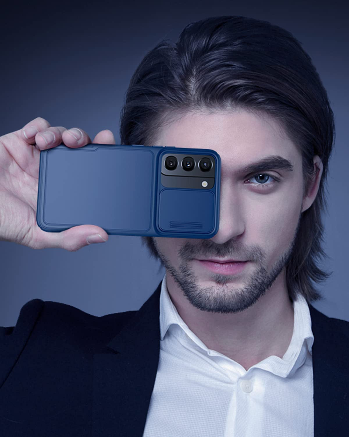 Simtect Designed for Samsung Galaxy S22 Case with Camera Cover [12FT Military Shockproof] [Airbag Protection] Slide Camera Cover Protection for Samsung Galaxy S22 Case 5G 6.1 Inch, Navy Blue  YSKWA   