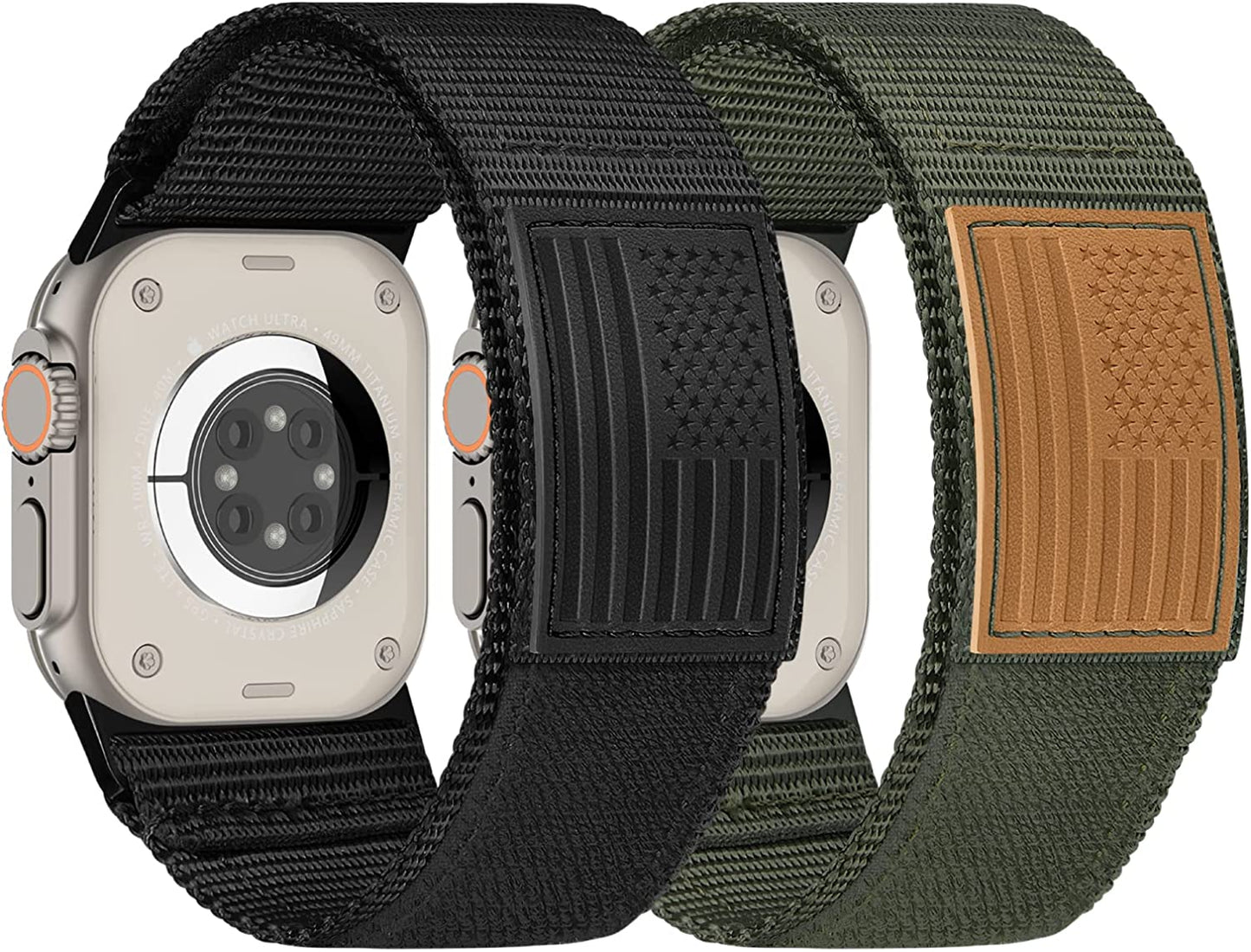 Suitisbest Bands Compatible for Apple Watch Ultra Band 49Mm 45Mm 44Mm 42Mm for Men, Wide Nylon Sports Strap Wristbands for Iwatch Ultra Series 8 7 6 5 4 3 2 1 SE, 2-Pack  Suitisbest   