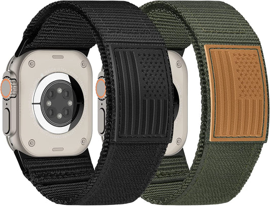 Suitisbest Bands Compatible for Apple Watch Ultra Band 49Mm 45Mm 44Mm 42Mm for Men, Wide Nylon Sports Strap Wristbands for Iwatch Ultra Series 8 7 6 5 4 3 2 1 SE, 2-Pack  Suitisbest   