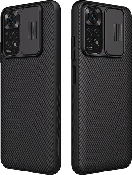 Xiaomi Redmi Note 11 (4G) Case with Camera Cover,Slim Fit Thin Polycarbonate Protective Shockproof Cover with Slide Camera Cover, Upgraded Case for Xiaomi Redmi Note 11 (4G) (Black)  Wefor   