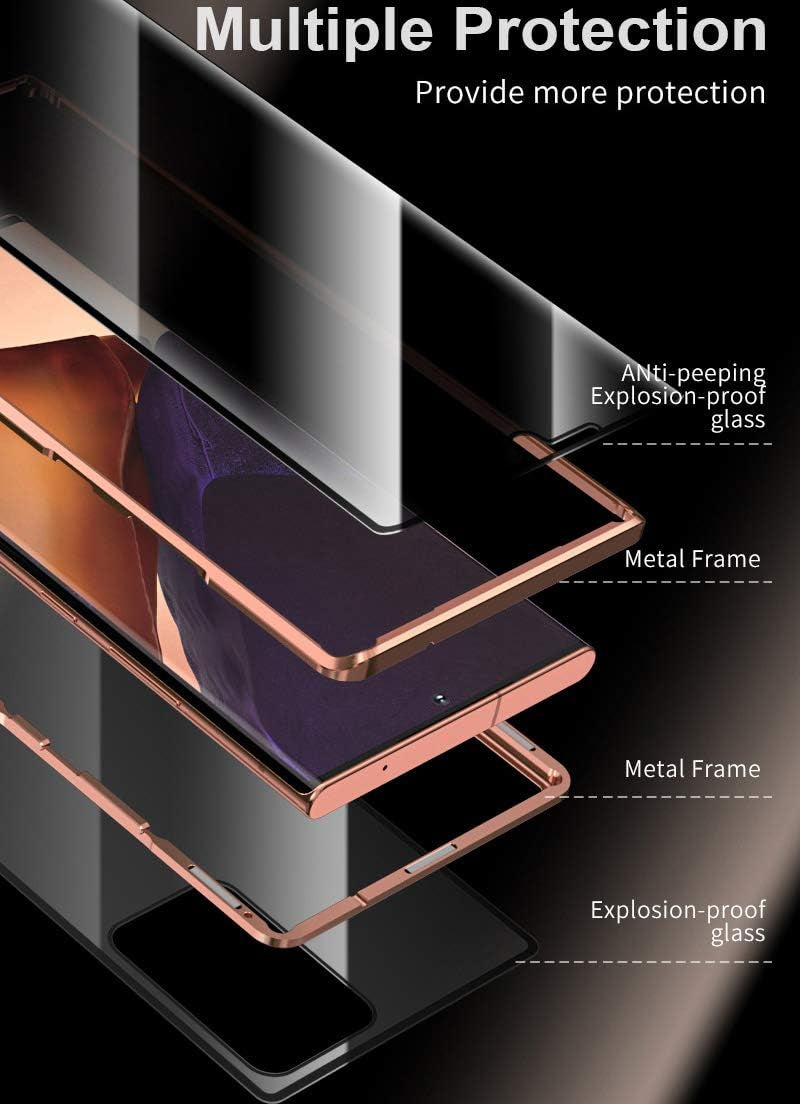 Galaxy Note 20 Ultra Case,Shinetop Privacy Anti-Peeping Magnetic Adsorption Case Metal Frame Front & Back Tempered Glass Flip Anti-Spy Cover Protective Case for Samsung Galaxy Note 20 Ultra (6.9 Inch)  Shinetop   