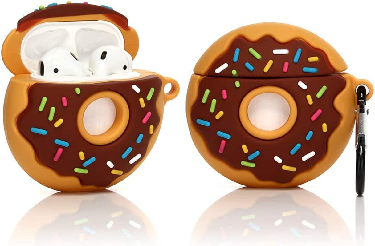 Suublg Cute Case for Airpods 2Nd/1St Generation 2019/2016, 3D Chocolate Snack Drink Skin Design Silicone Case Protective Shockproof Covers with Keychain for Airpods Earbuds  Suublg Donut  