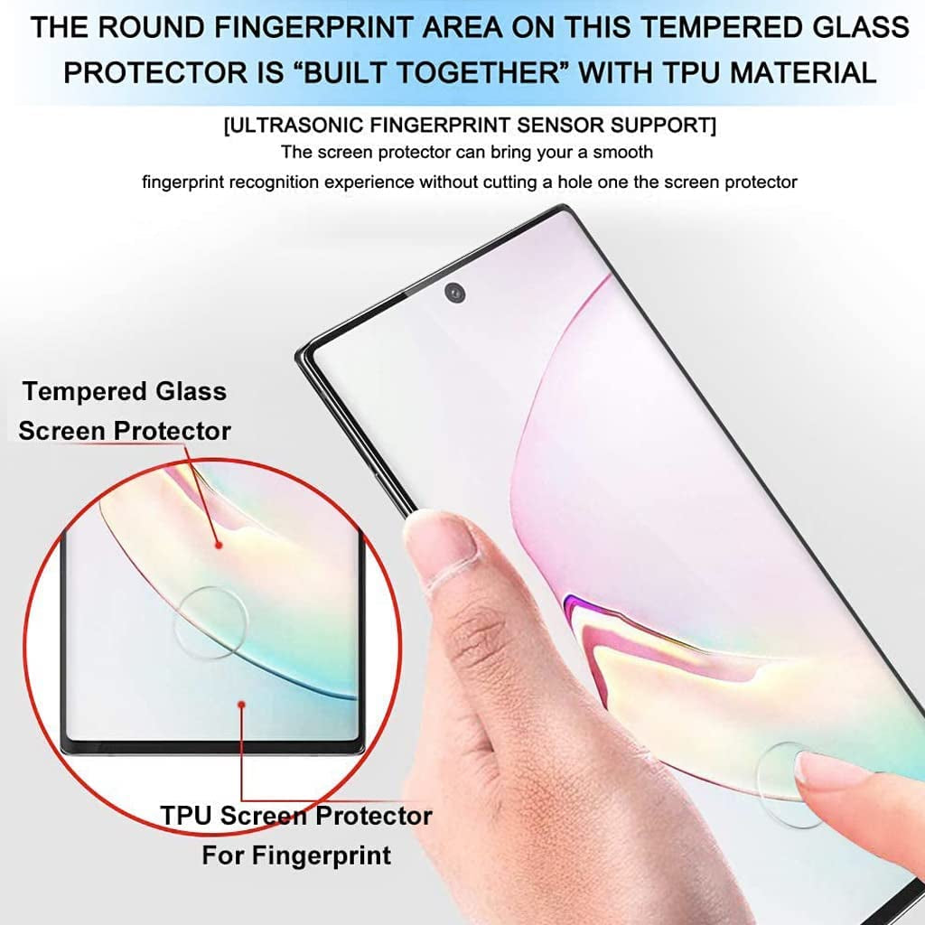 Micger Galaxy Note 10+ plus Screen Protector【2+2 Pack】 2 Pack Camera Lens Protector Easy Installation, 3D Glass 9H Hardness Tempered Glass Screen Protector for Samsung Galaxy Note 10 Plus  Micger   