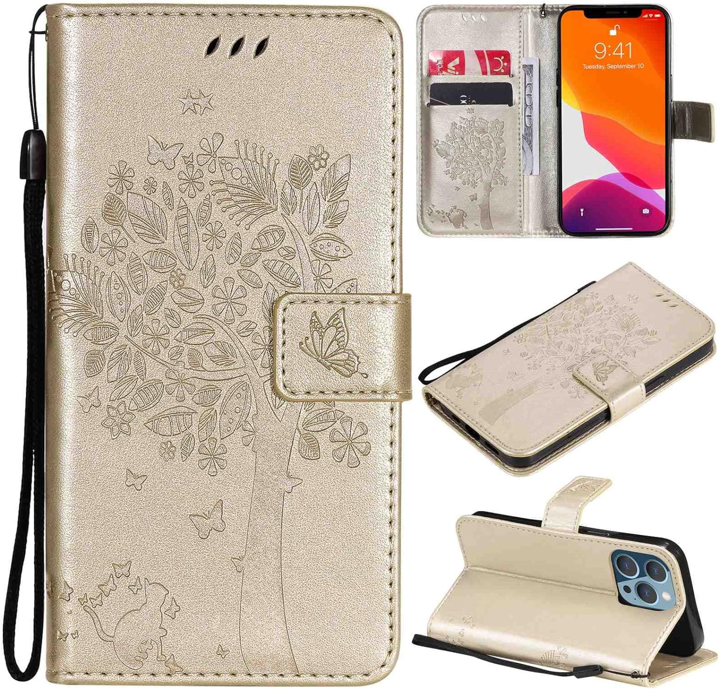 Fansipro Phone Cover Wallet Folio Case for LG G7 THINQ, Premium PU Leather Slim Fit Cover for G7 THINQ, 2 Card Slots, Exactly Fit, Gray  Fansipro Golden  