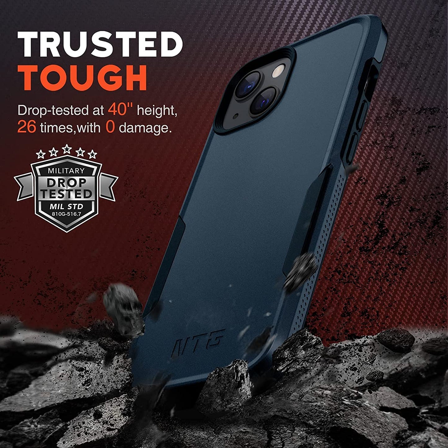 NTG Shockproof Designed for Iphone 13 Case [2 Layer Structure Protection] [Military Grade Anti-Drop] Lightweight Shockproof Protective Phone Case for Iphone 13 6.1 Inch, Blue  NTG   