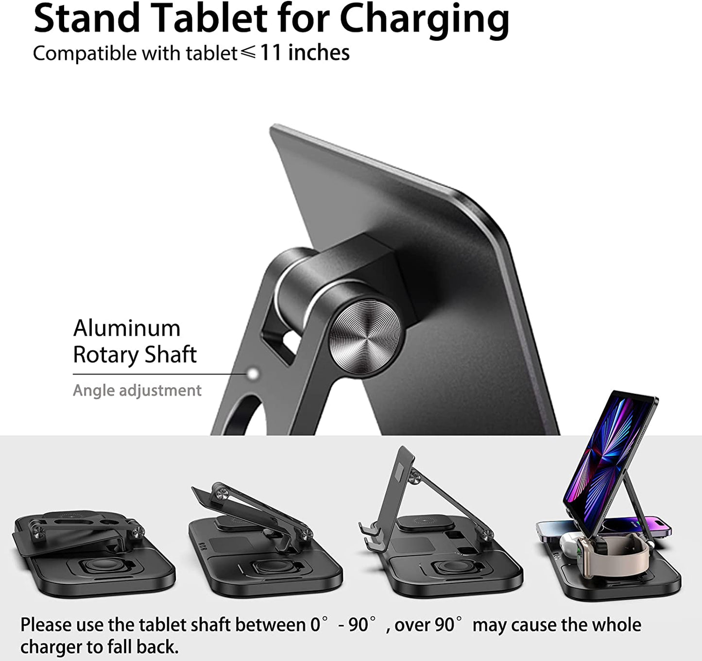 Doeboe Wireless Charger for Iphone, Wired for Ipad Charging Station, 4 in 1 Charging Stand for Iphone 14 Pro Max/13/12, Charging Station for Apple Multiple Devices, for Airpod Pro 3, Iwatch 8/7/6/5  doeboe   