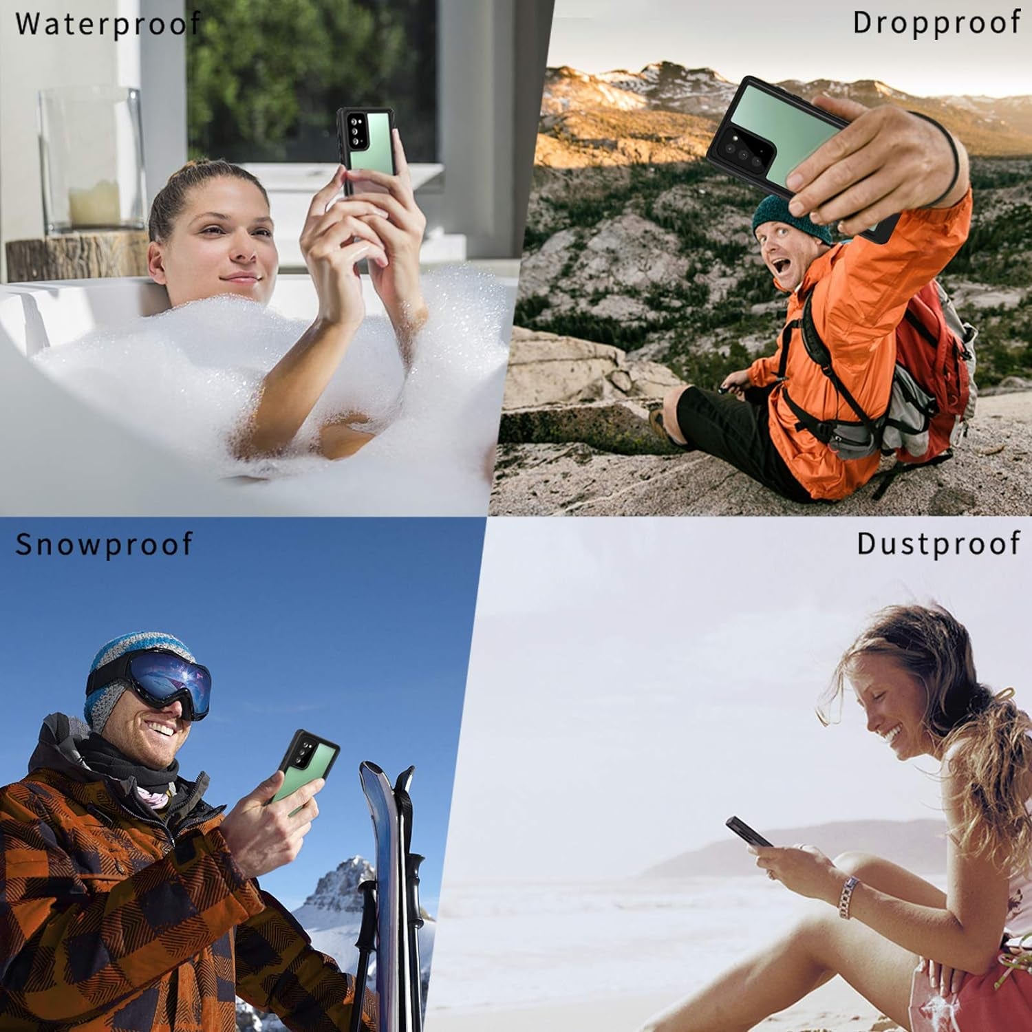 Lanhiem Galaxy Note 20 Case, Built-In Screen Protector with Fingerprint Film Waterproof Dustproof Case, Full Body Heavy Duty Protective Cover for Samsung Galaxy Note 20 6.7 Inch (Black/Clear)  Lanhiem   