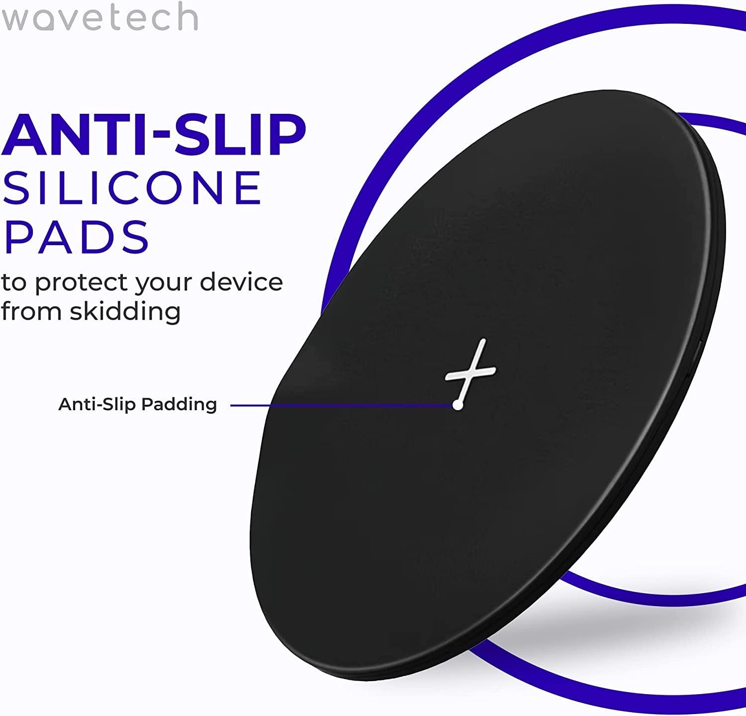 WAVETECH Wireless Charger Pad, Unique Ultra-Slim 15W Qi-Certified Fast Wireless Charging Pad with Type C Cable Compatible with Iphone 13/14/12/11, Samsung Galaxy S23/S22/S21, Airpods Pro, Galaxy Bud  wavetech   