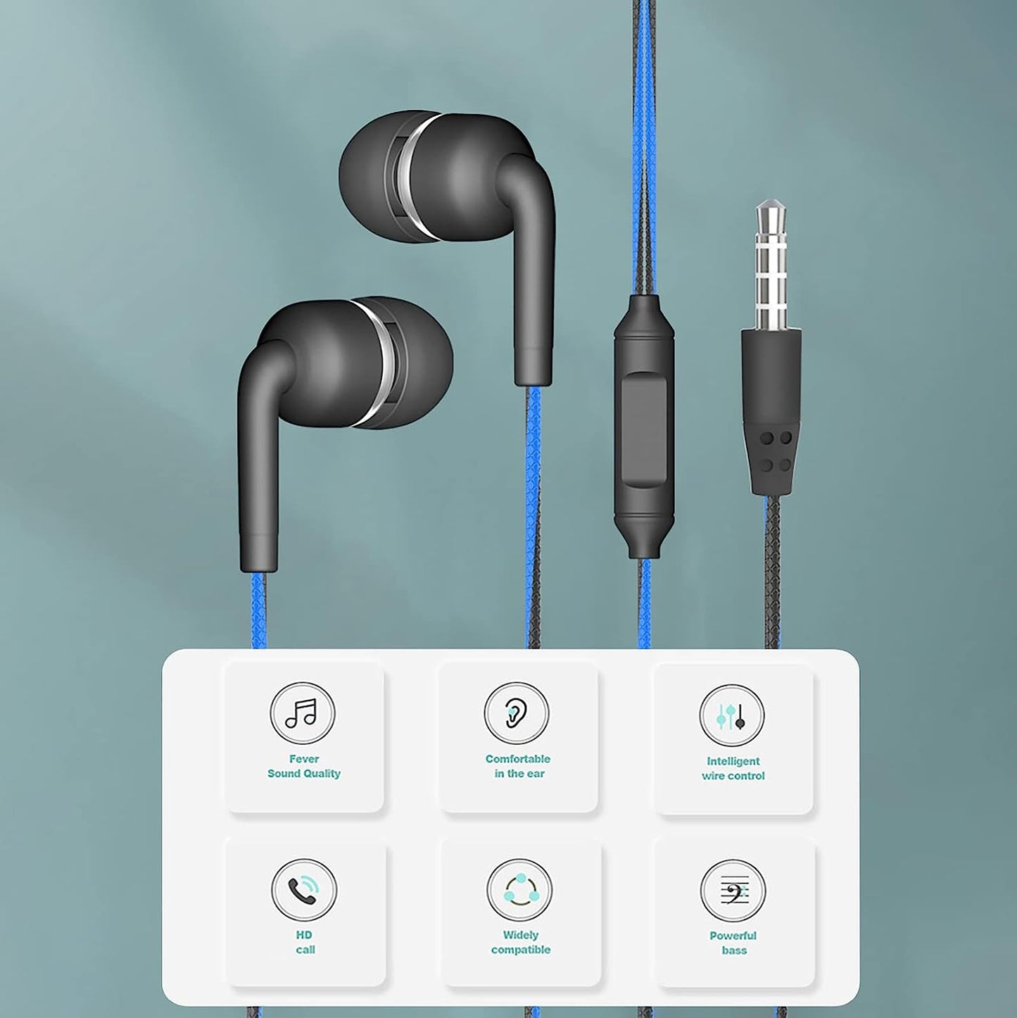 FUELEGO Fashion Noise Canceling Wired Headphones with Mic 3.5Mm Portable Wired Headphones for Ios Android Smartphone Laptop MP3 Gaming Walkman (Black)  FUELEGO   