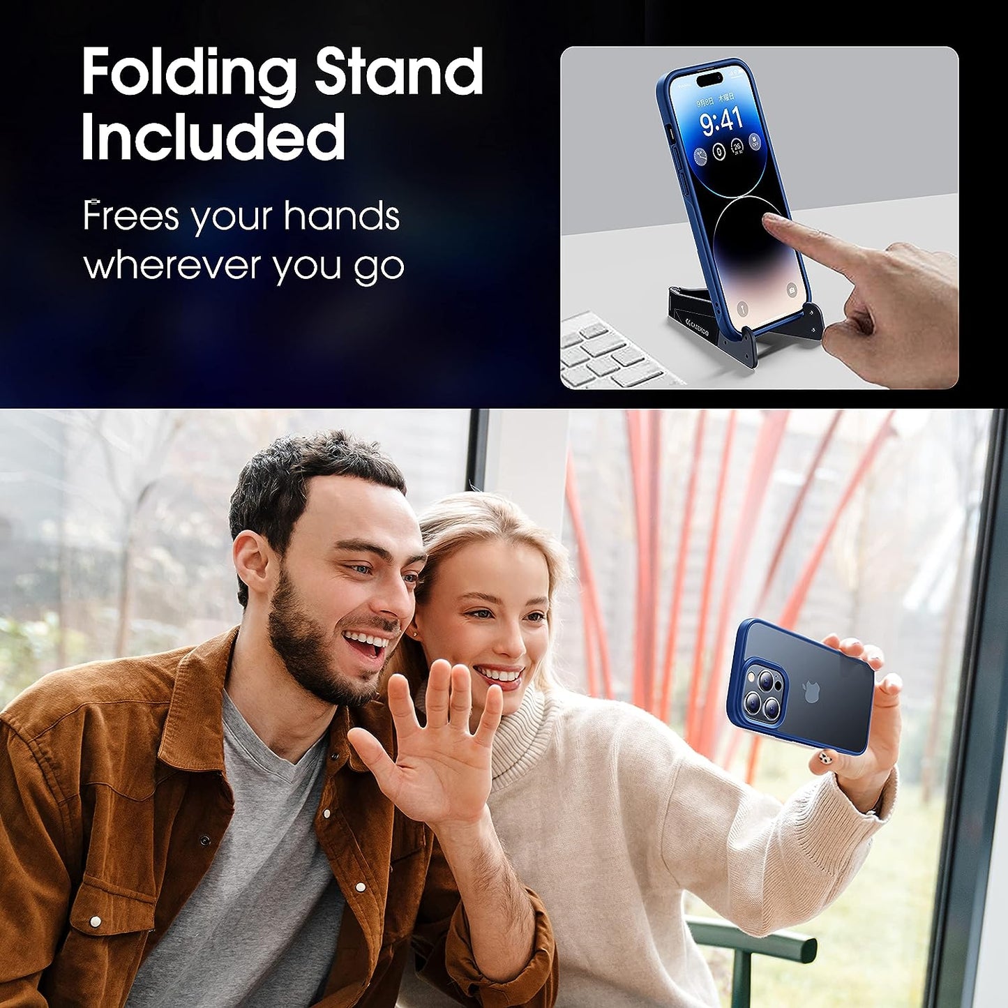 CASEKOO [SGS Tested] Newly Matte Blue Iphone 14 Pro Case [10FT Mil-Grade Protection] Anti-Fingerprints & Anti-Scratch Durable Translucent Back Anti-Slip Frame Iphone 14 Pro Phone Case, Blue  CASEKOO   