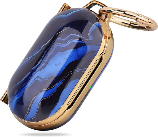 OLEBAND Galaxy Buds and Buds plus Case with Keychain and Cute Pattern,Hard Protective and Anti-Slip Cover for Samsung Buds+ Charging Case,Earbuds Charging LED Visible,Blue Wave  OLEB   