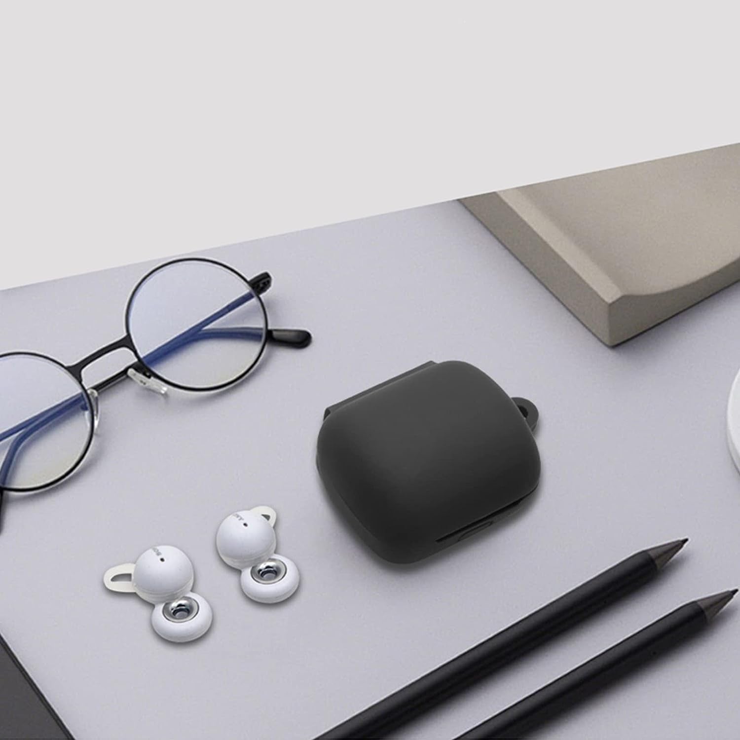 [2 Pack] Silicone Case for Sony Linkbuds WF-L900 Truly Wireless Earbud,Premium Soft Skin Cover Shock-Absorbing,Anti-Scratch Protective Case with Keychain,Black Pink  20220406sn-8   