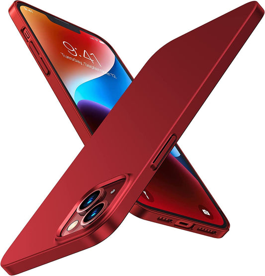 TORRAS Slim Fit for Iphone 14 Case/Iphone 13 Case Ultra-Thin Sturdy Protective Cover with Non-Slip Grip & No Fingerprint Hard Plastic Phone Case for Iphone 14/13 (6.1"), Santa Red  TORRS Santa Red  