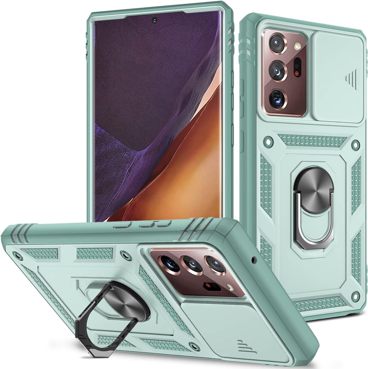 DAWEIXEAU Case for Galaxy Note 20 Ultra, Shockproof Impact Resistant with Slide Lens Protective Cover Case for Samsung Galaxy Note 20 Ultra/Note 20 Ultra 5G (Blue)  DAWEIXEAU Green  