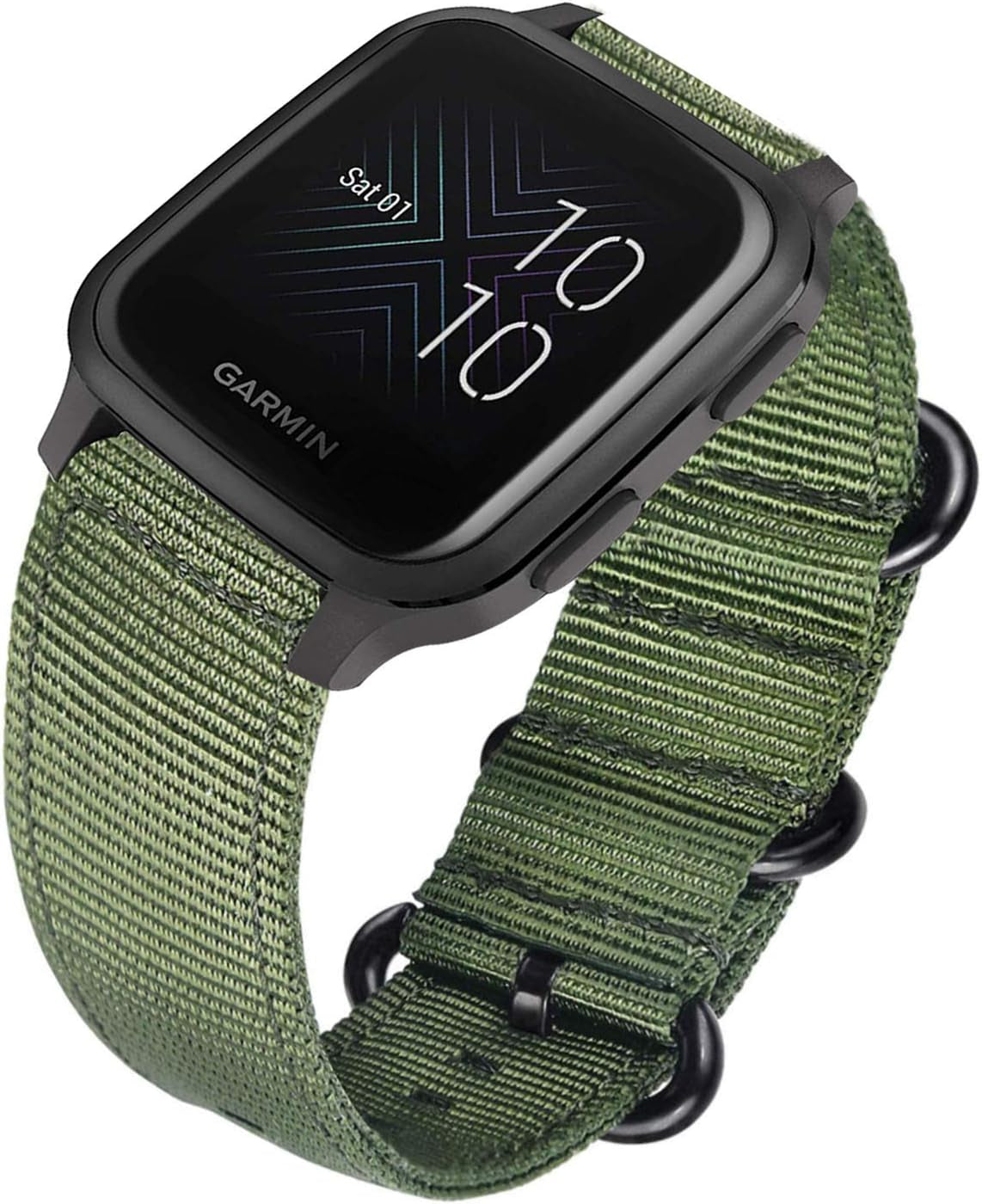 Vicrior Bands Compatible with Garmin Venu SQ Music, Premium Soft Nylon Quick Release Replacement Strap Watch Band for Garmin Venu Sq/Sq Music, Black  ViCRiOR Army Green  