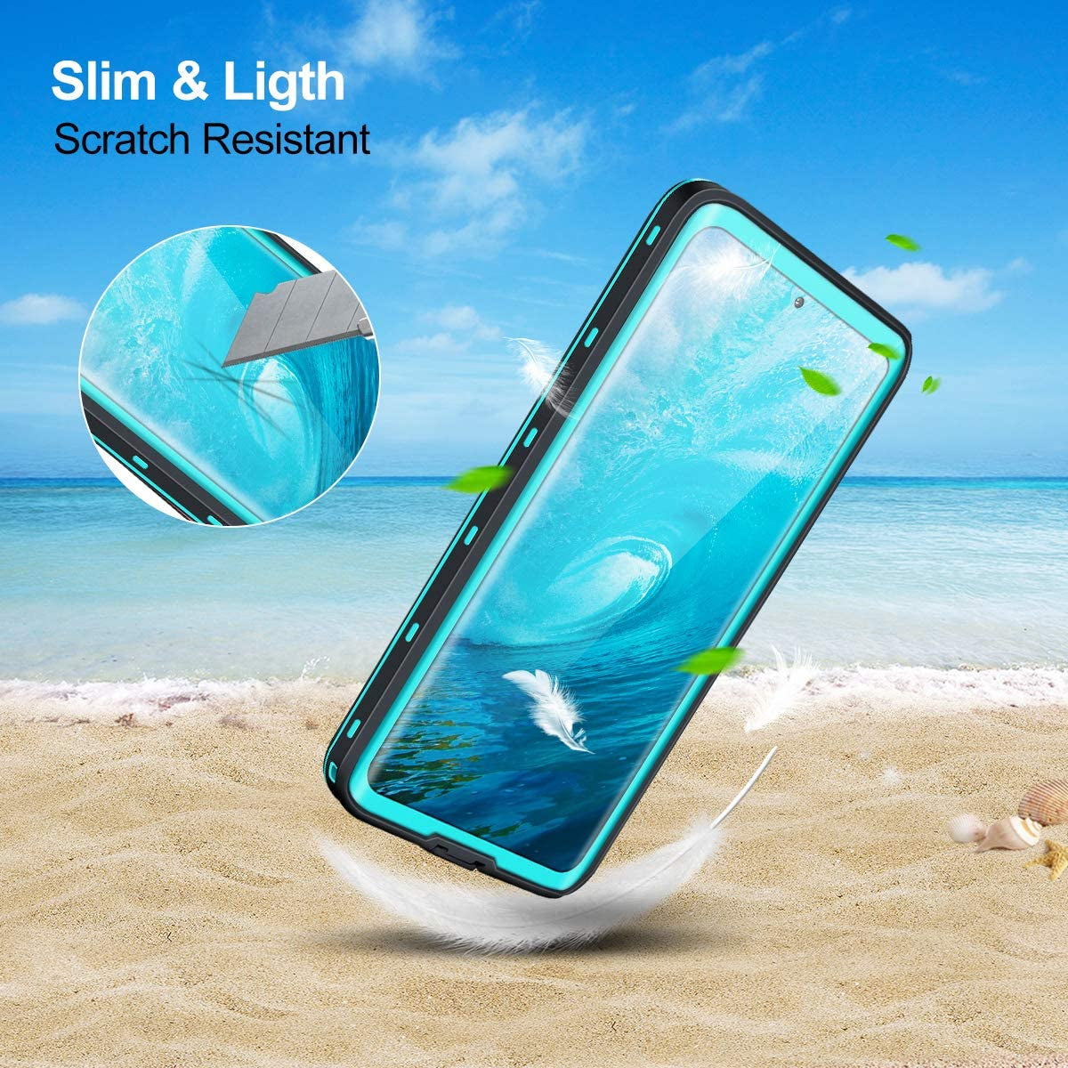 Samsung Galaxy S21 Ultra Phone Case Waterproof with Screen Protector, Full Body Protection Heavy Duty Shockproof Drop Proof Anti-Scratched Rugged Cases Cover for Galaxy S21 Ultra 6.8" (Teal)  Ezanmull   