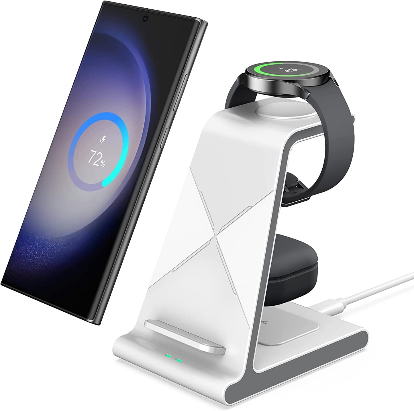 Wireless Charger for Samsung, Charging Station 3 in 1 Compatible with Samsung Galaxy S23 Ultra/S23+/S23/S22 Ultra/S22+/S22/Note 20/Z Fold 4/Z Flip 4, for Galaxy Watch 5 Pro/5/4, Galaxy Buds 2 Pro/Pro  Shenzhen Xuanfeng Innovations Technology Co., Ltd. White  