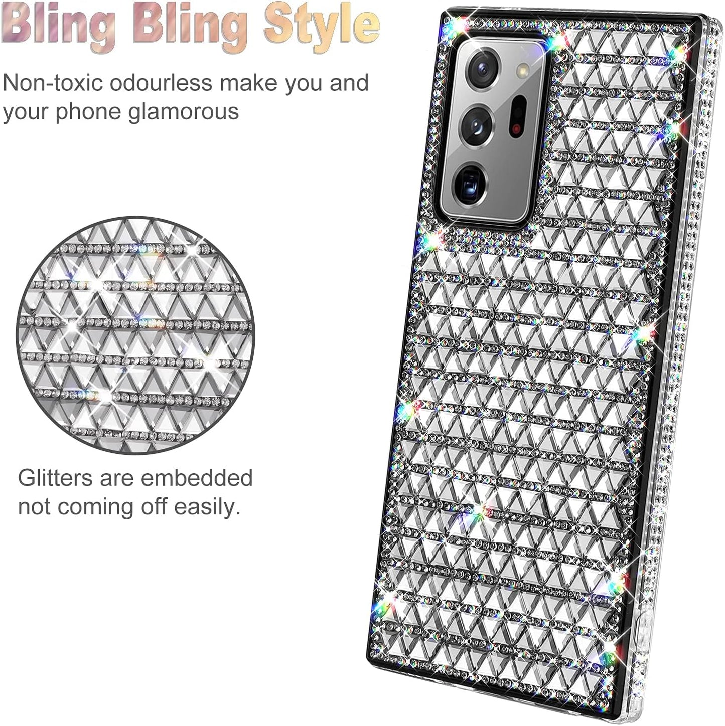 KANGHAR Galaxy Note 20 Ultra Case Bling,Glitter Samsung Note 20 Ultra Case Girly Girls Women Bling Rhinestone Sparkle Protective Cover Phone Case for Samsung Galaxy Note 20 Ultra-Sliver  KANGHAR   