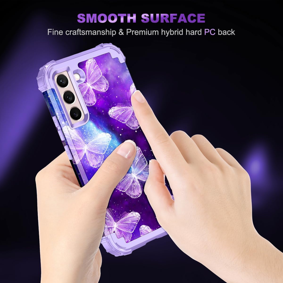 Casetego Compatible with Galaxy S22 plus 5G Case,Floral Three Layer Heavy Duty Sturdy Shockproof Full Body Protective Cover Case for Samsung Galaxy S22 plus 5G,Butterfly  Casetego   