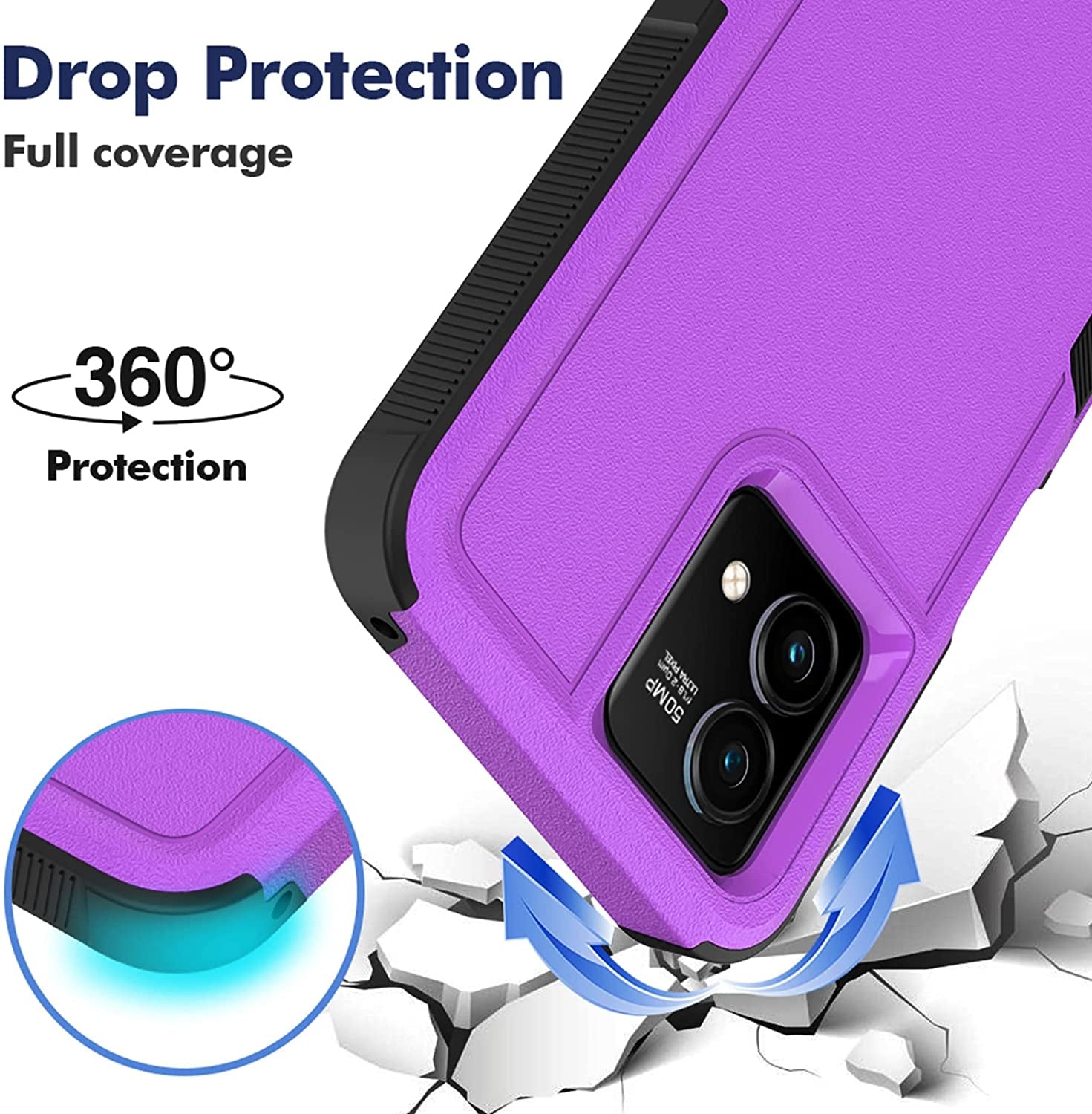 For Moto G Stylus 5G 2023 Case: Dual Layer Protective Heavy Duty Cell Phone Cover Shockproof Rugged with Screen Protector - Military Protection Bumper Tough - Motorola Moto G Stylus 5G 2023, Purple  Jinxian Co., Ltd.   