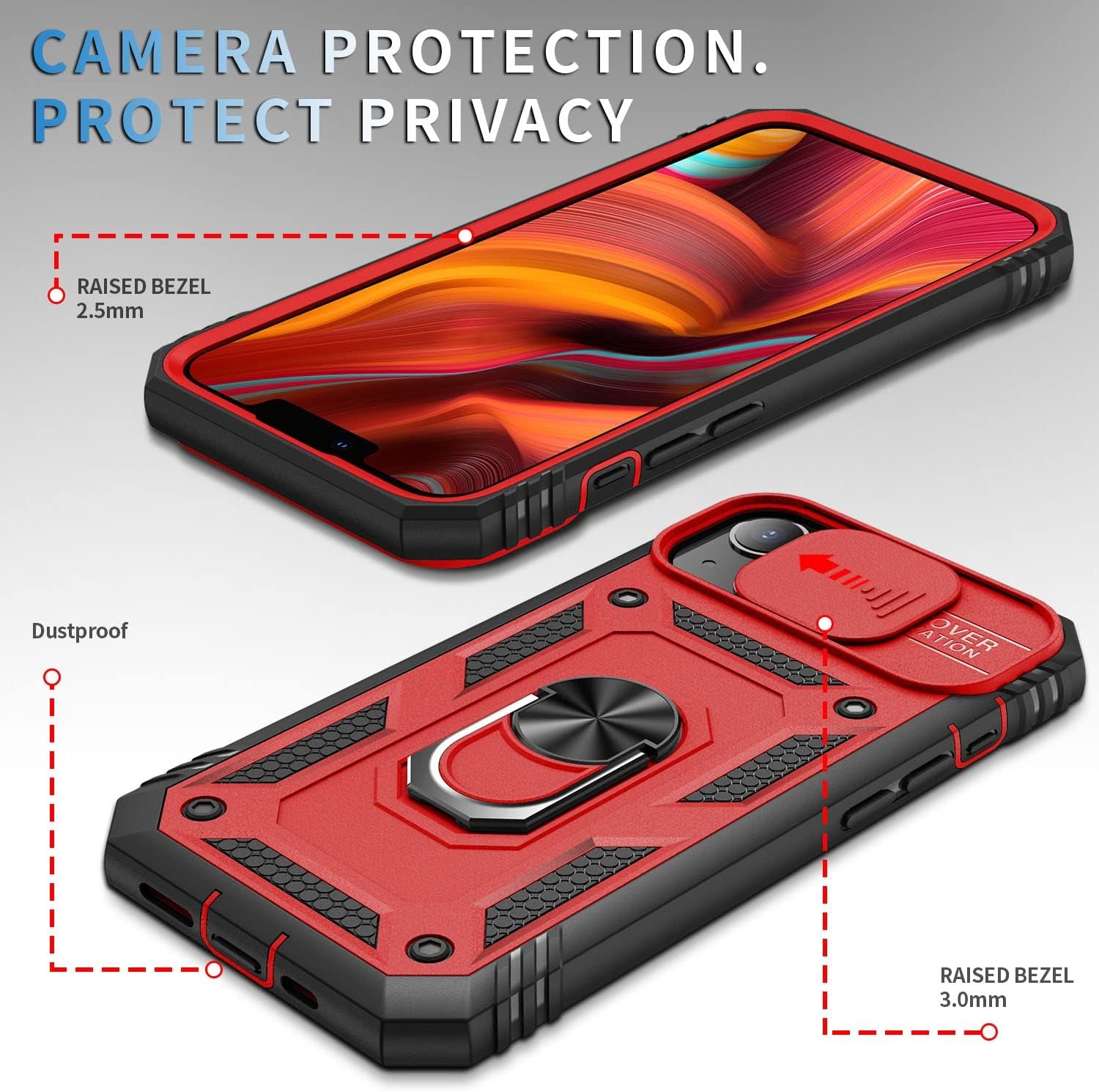 ZOEII for Iphone 12/12 Pro Case 6.1 Inch,With Camera Cover & Kickstand,Shockproof Drop Protection,Case for Iphone 12/12 Pro Case Red  ZOEII   